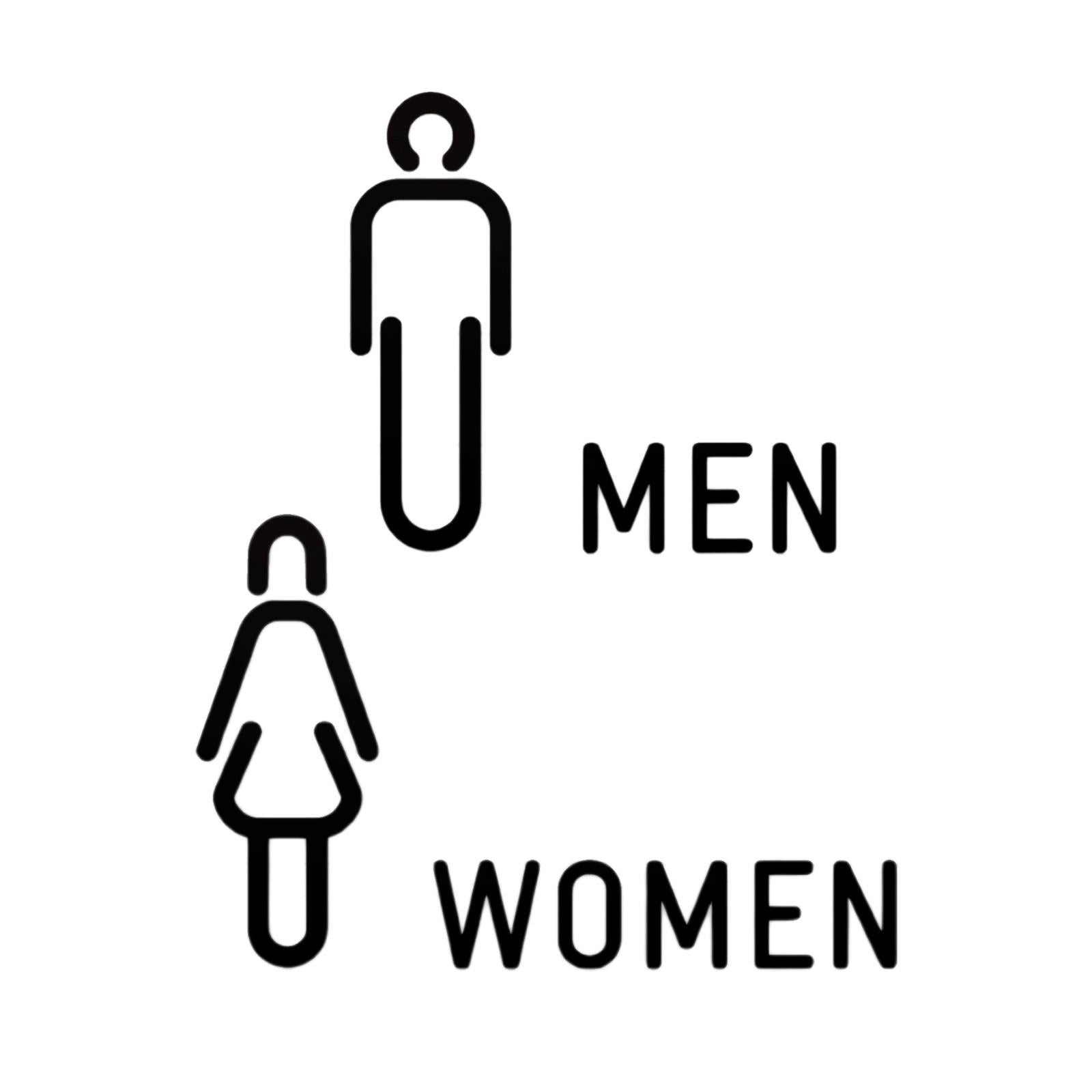 Men Women Toilet Sign Bathroom Sign 3D WC Sign for Store Shopping Mall Hotel B Black