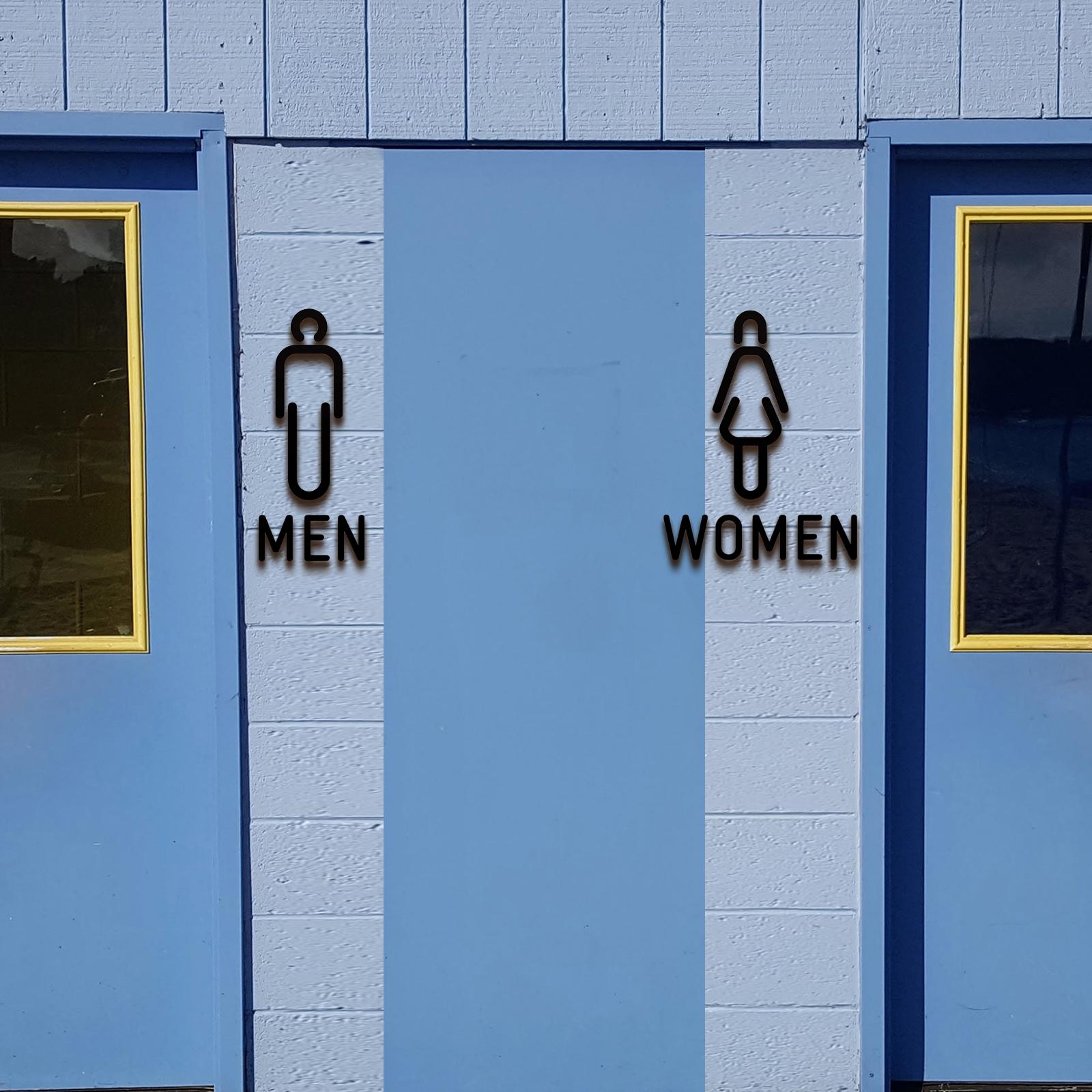 Men Women Toilet Sign Bathroom Sign 3D WC Sign for Store Shopping Mall Hotel B Black