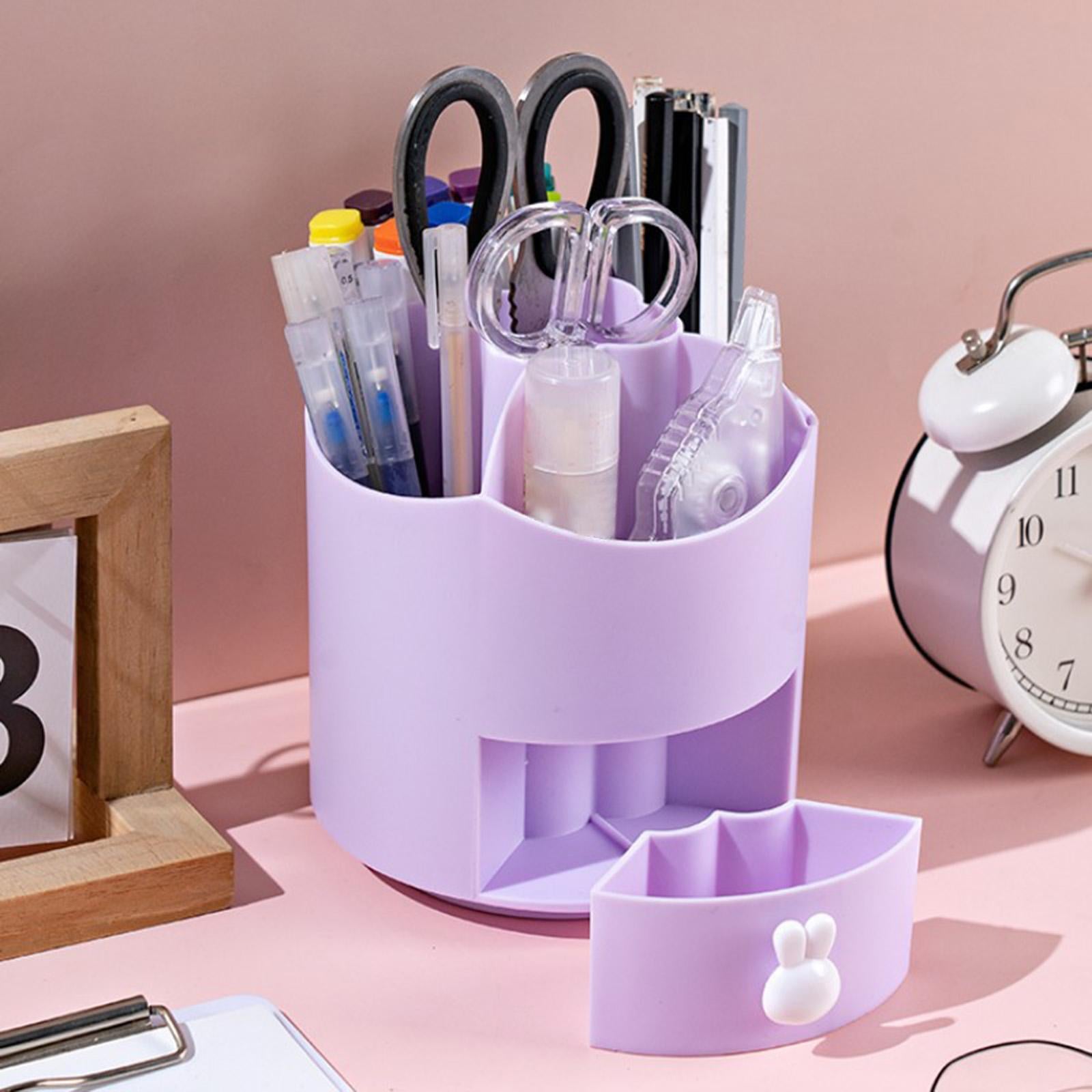 360 Degree Rotation Pen Holder Storage Box for Art Supply Desktop Stationery Violets