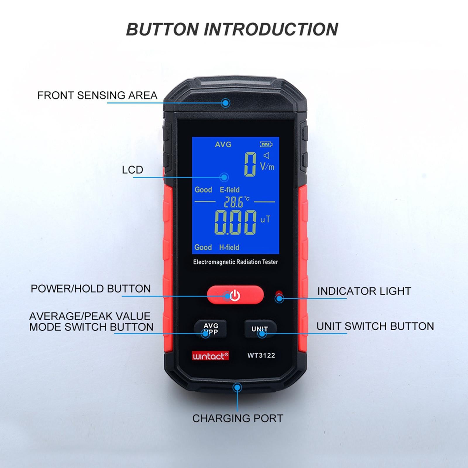 EMF Tester Digital LCD EMF Monitor for Office Electromagnetic Field Industry