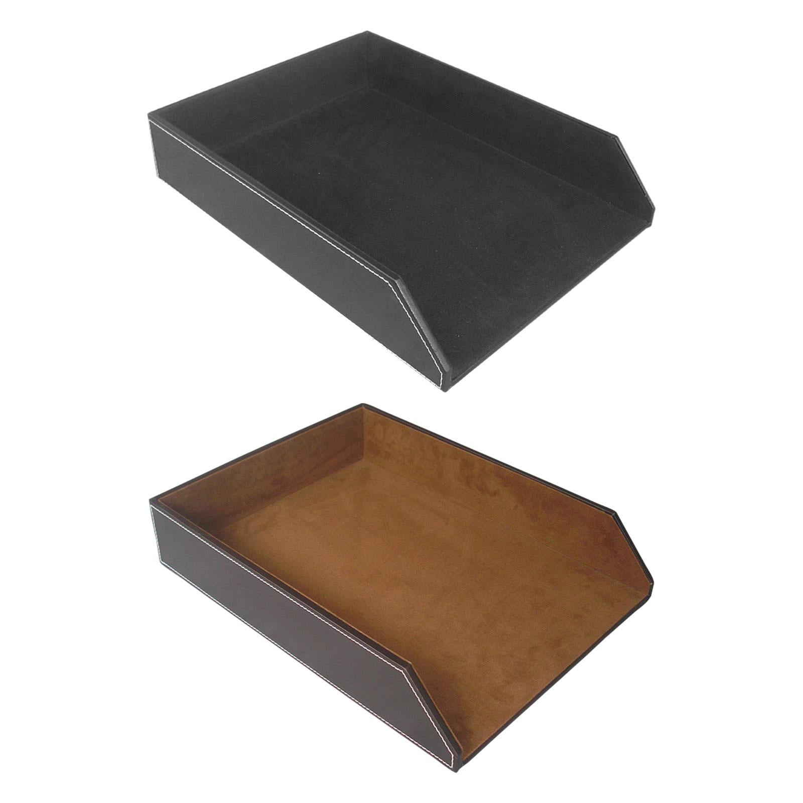 Single Tier File Holder Multifunctional PU Paper Letter Tray for Office Home A