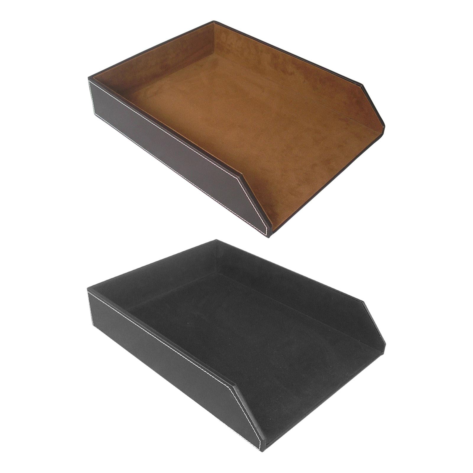 Single Tier File Holder Multifunctional PU Paper Letter Tray for Office Home A