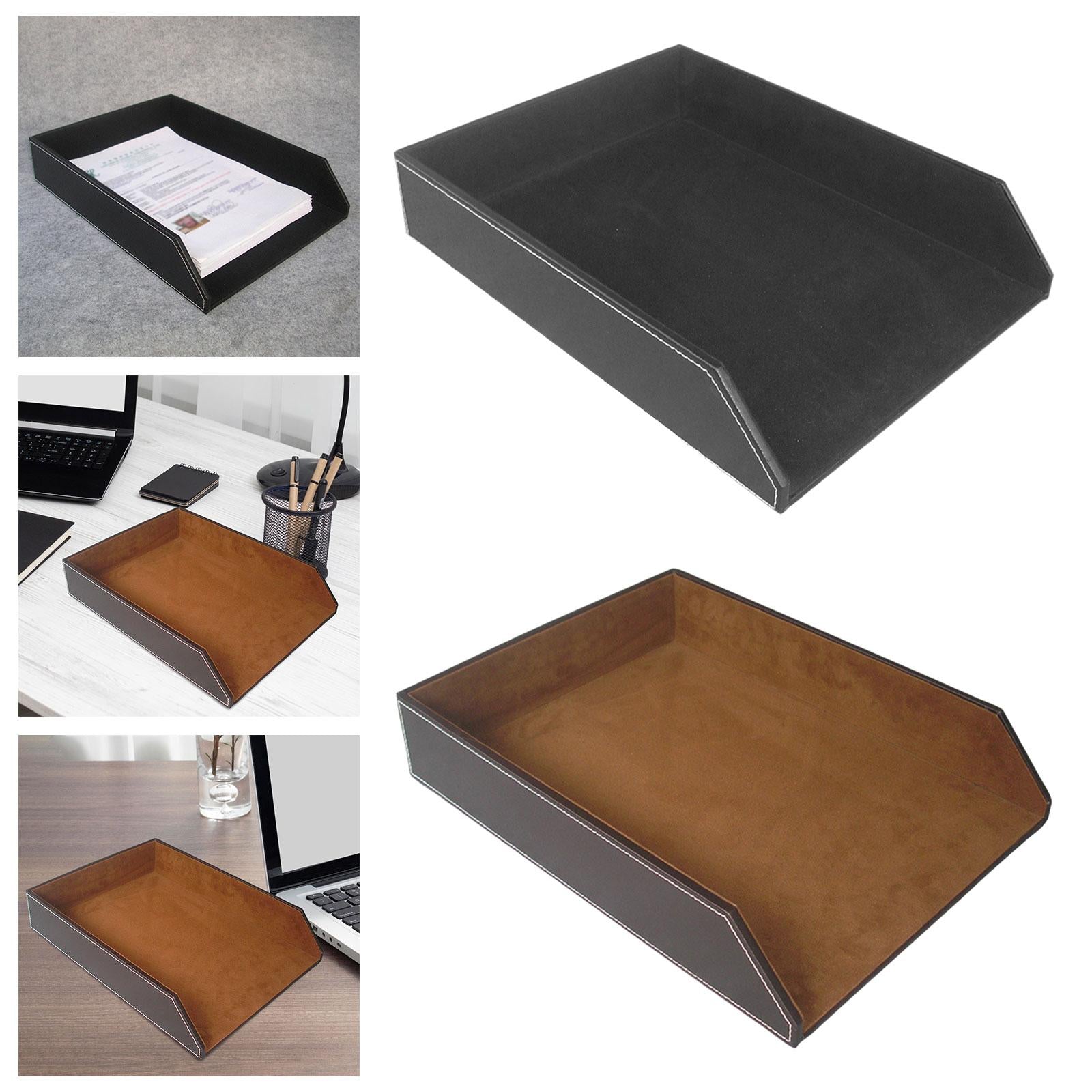 Single Tier File Holder Multifunctional PU Paper Letter Tray for Office Home A