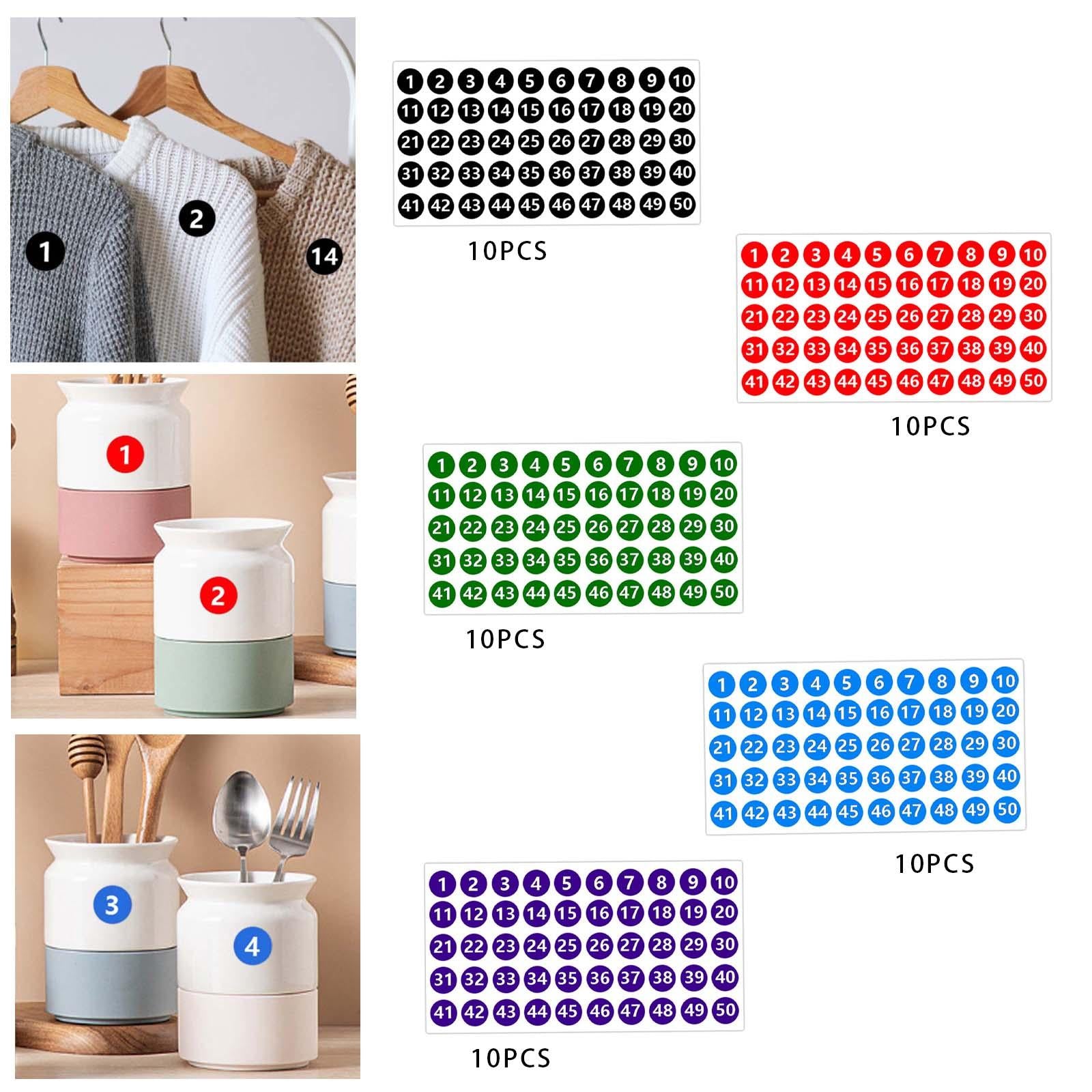 Number Inventory Stickers Round Labels for Letter Sales Bags Food Containers black