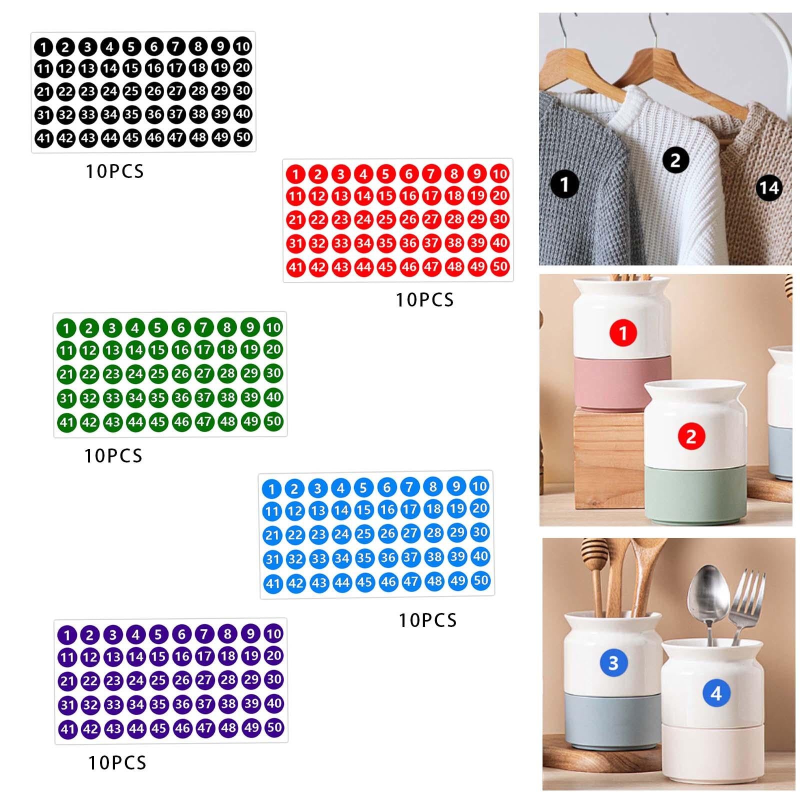Number Inventory Stickers Round Labels for Letter Sales Bags Food Containers black