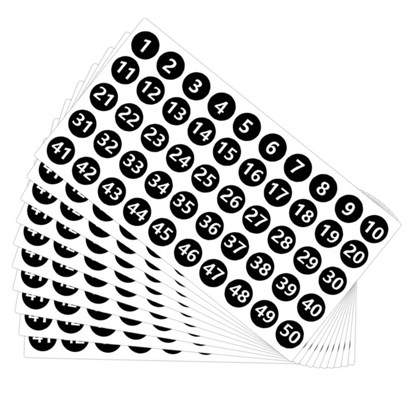 Number Inventory Stickers Round Labels for Letter Sales Bags Food Containers black