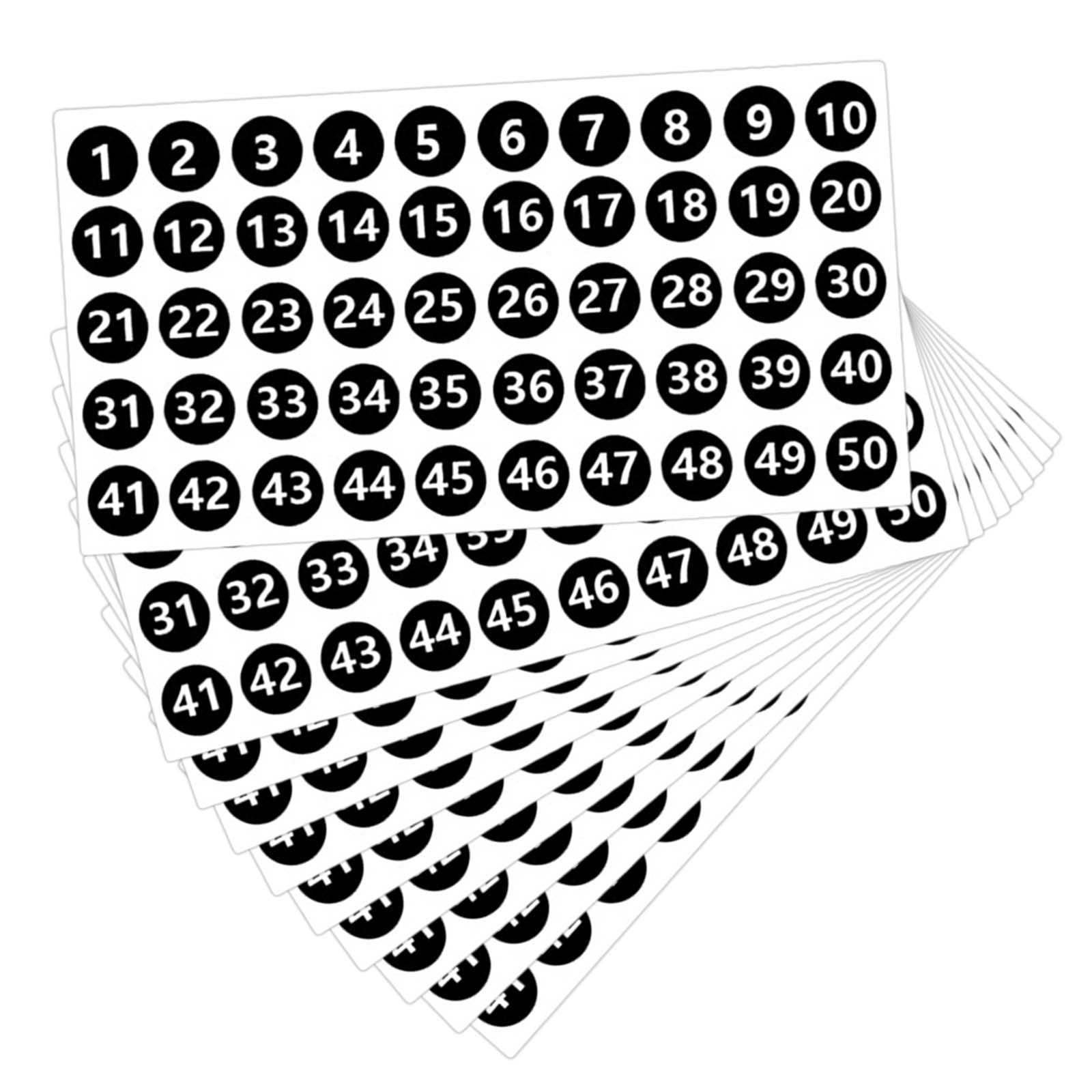 Number Inventory Stickers Round Labels for Letter Sales Bags Food Containers black
