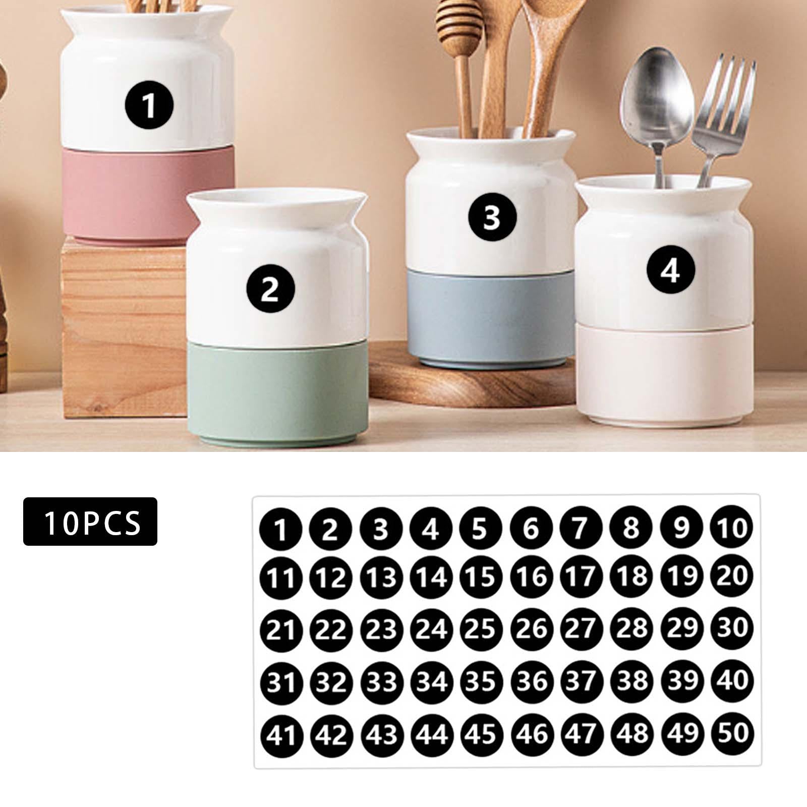 Number Inventory Stickers Round Labels for Letter Sales Bags Food Containers black