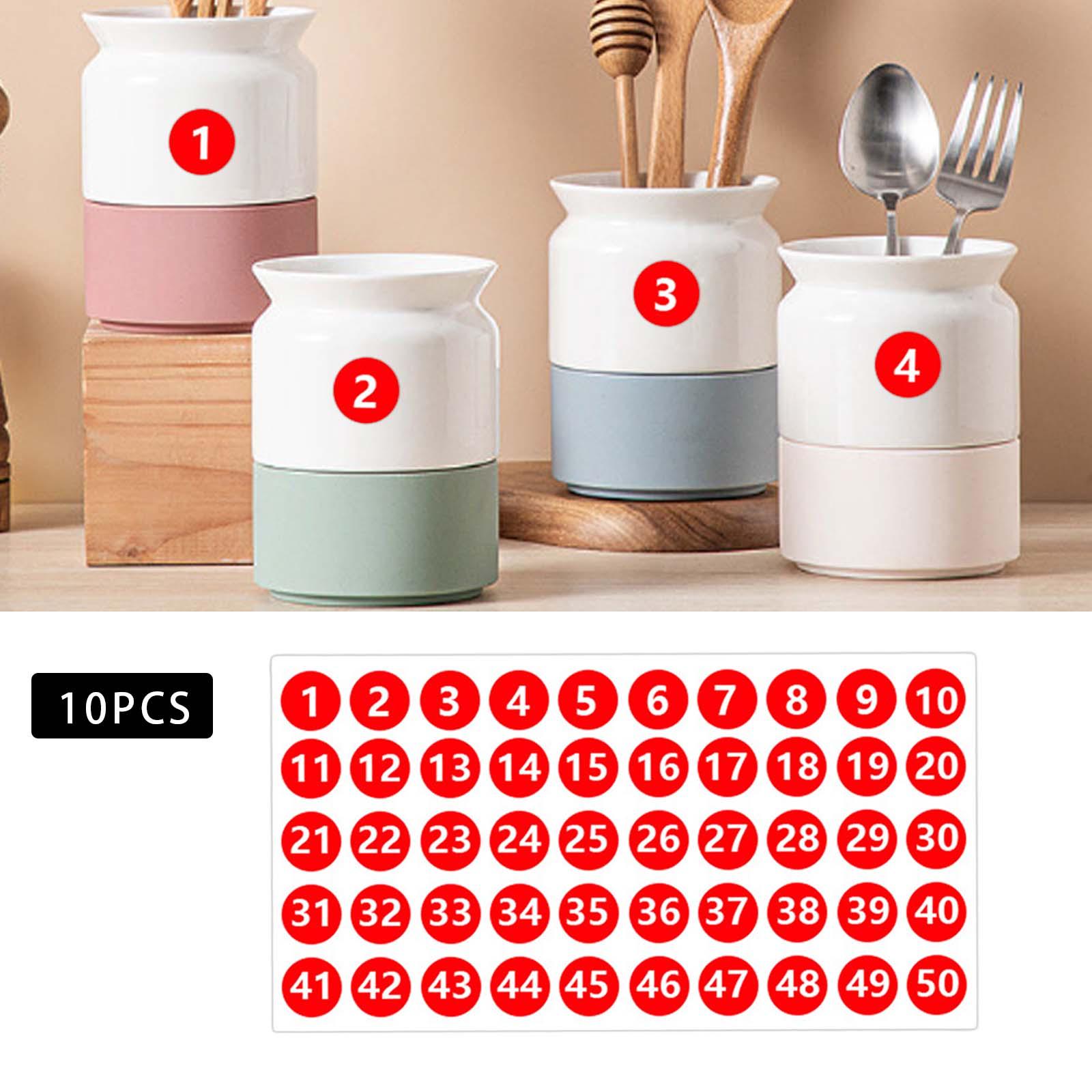 Number Inventory Stickers Round Labels for Letter Sales Bags Food Containers red
