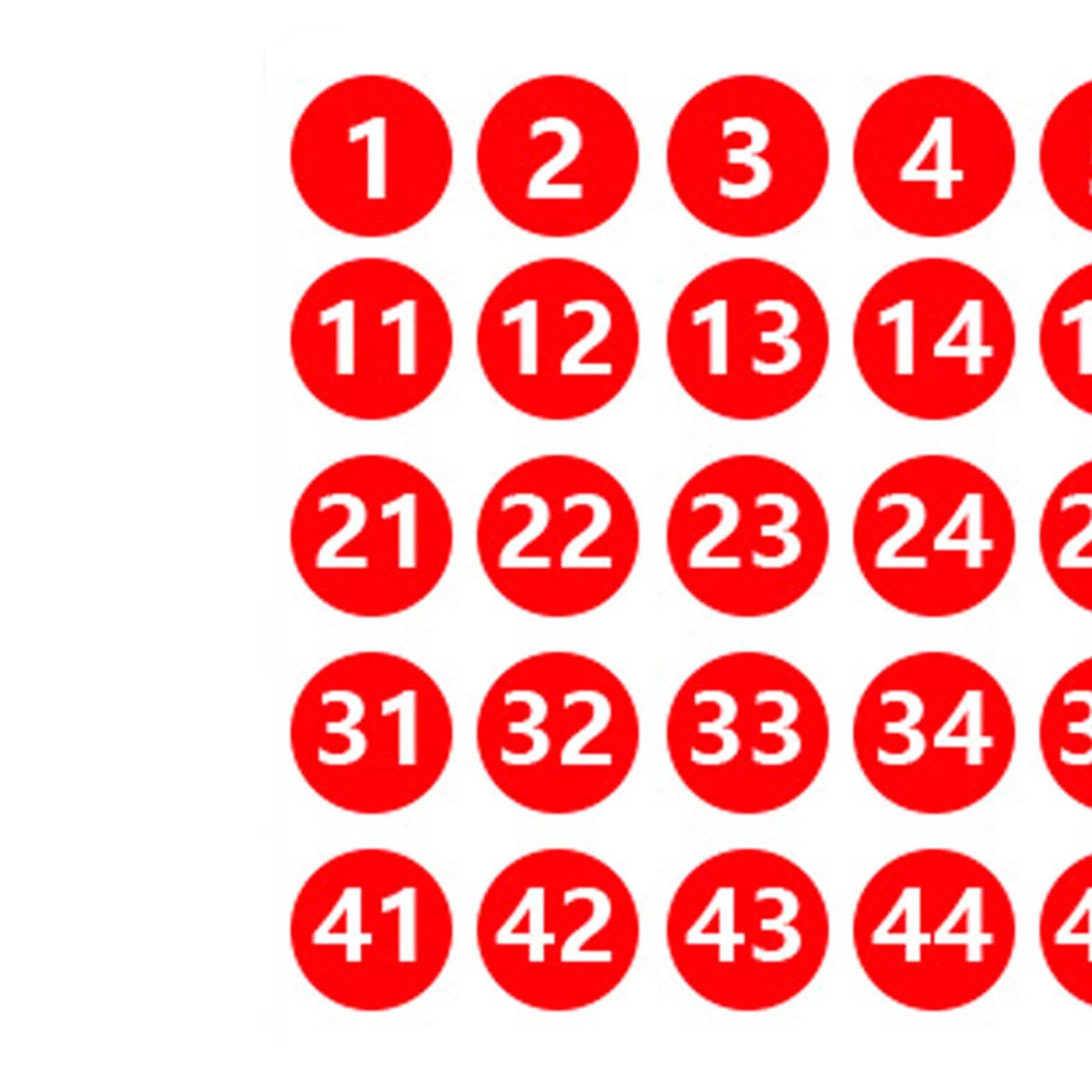 Number Inventory Stickers Round Labels for Letter Sales Bags Food Containers red