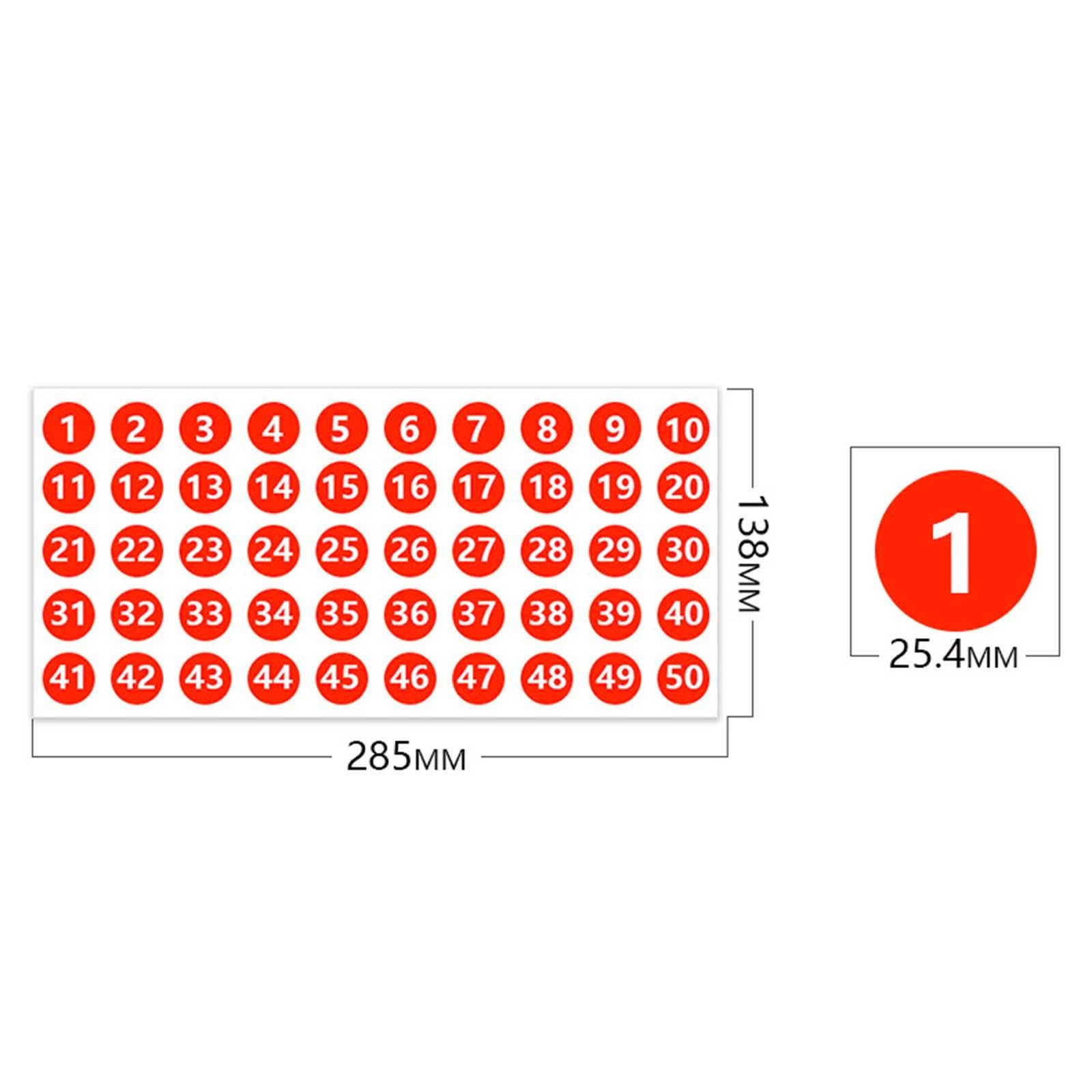 Number Inventory Stickers Round Labels for Letter Sales Bags Food Containers red
