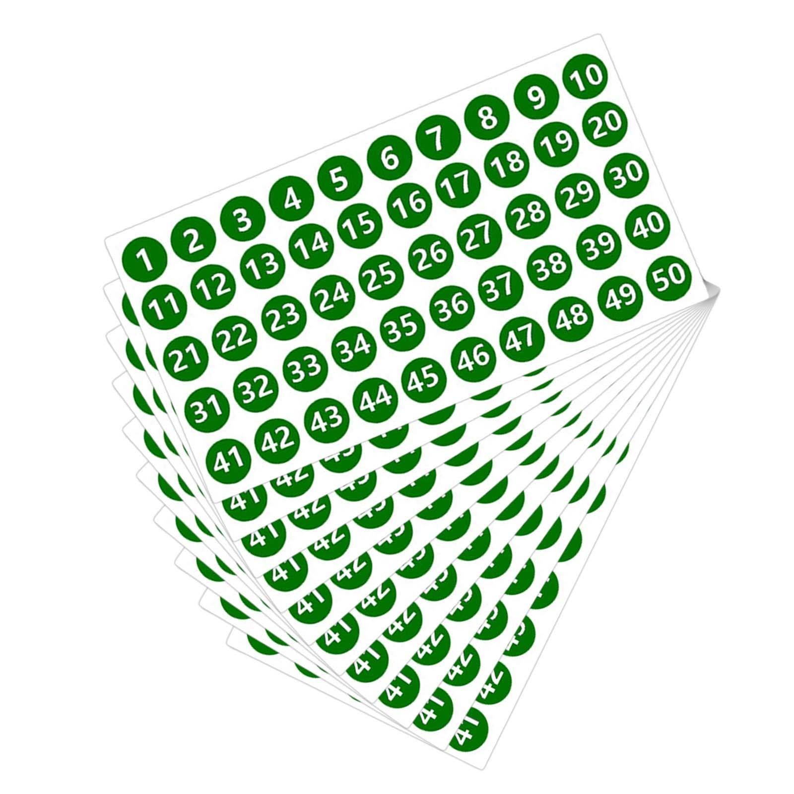 Number Inventory Stickers Round Labels for Letter Sales Bags Food Containers green