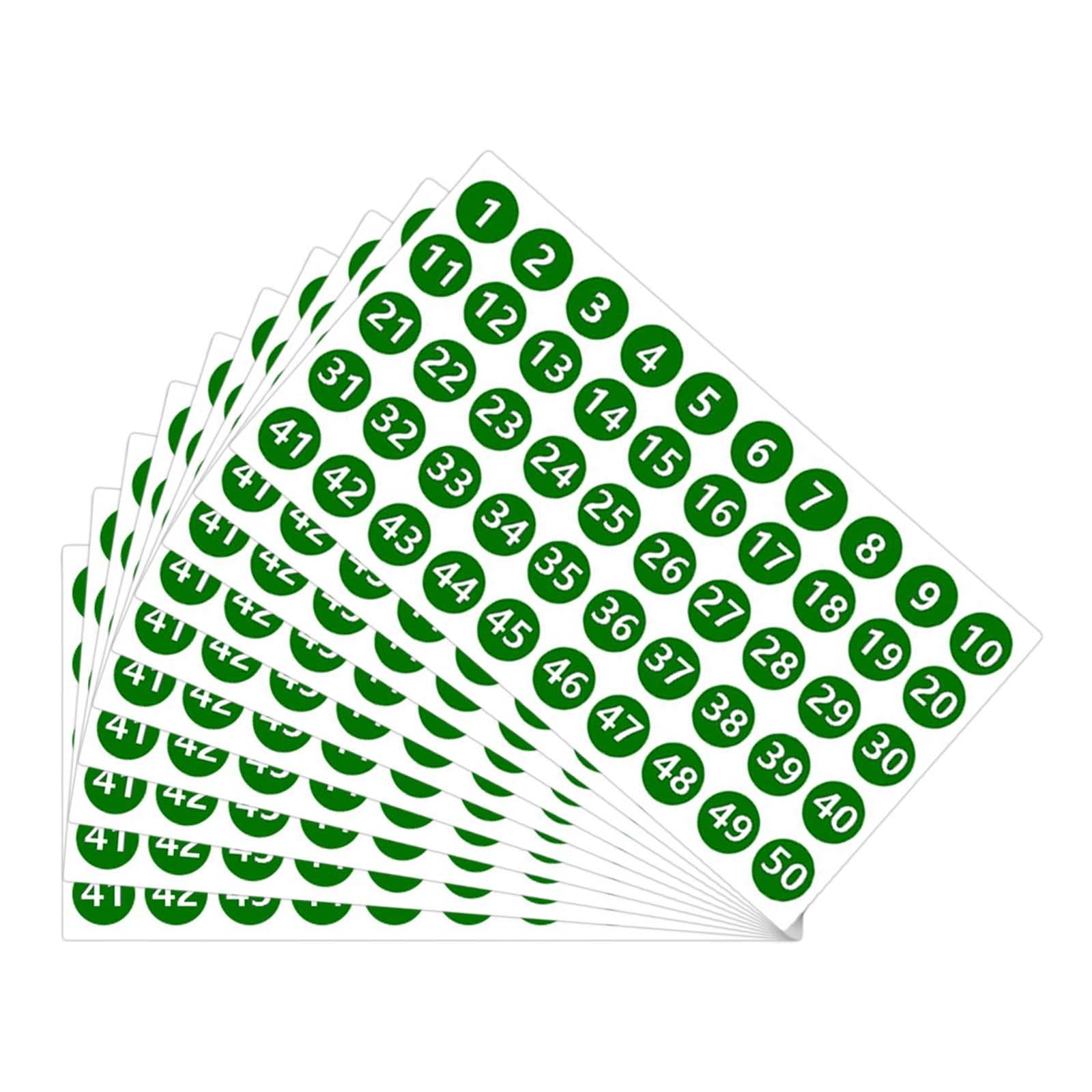 Number Inventory Stickers Round Labels for Letter Sales Bags Food Containers green