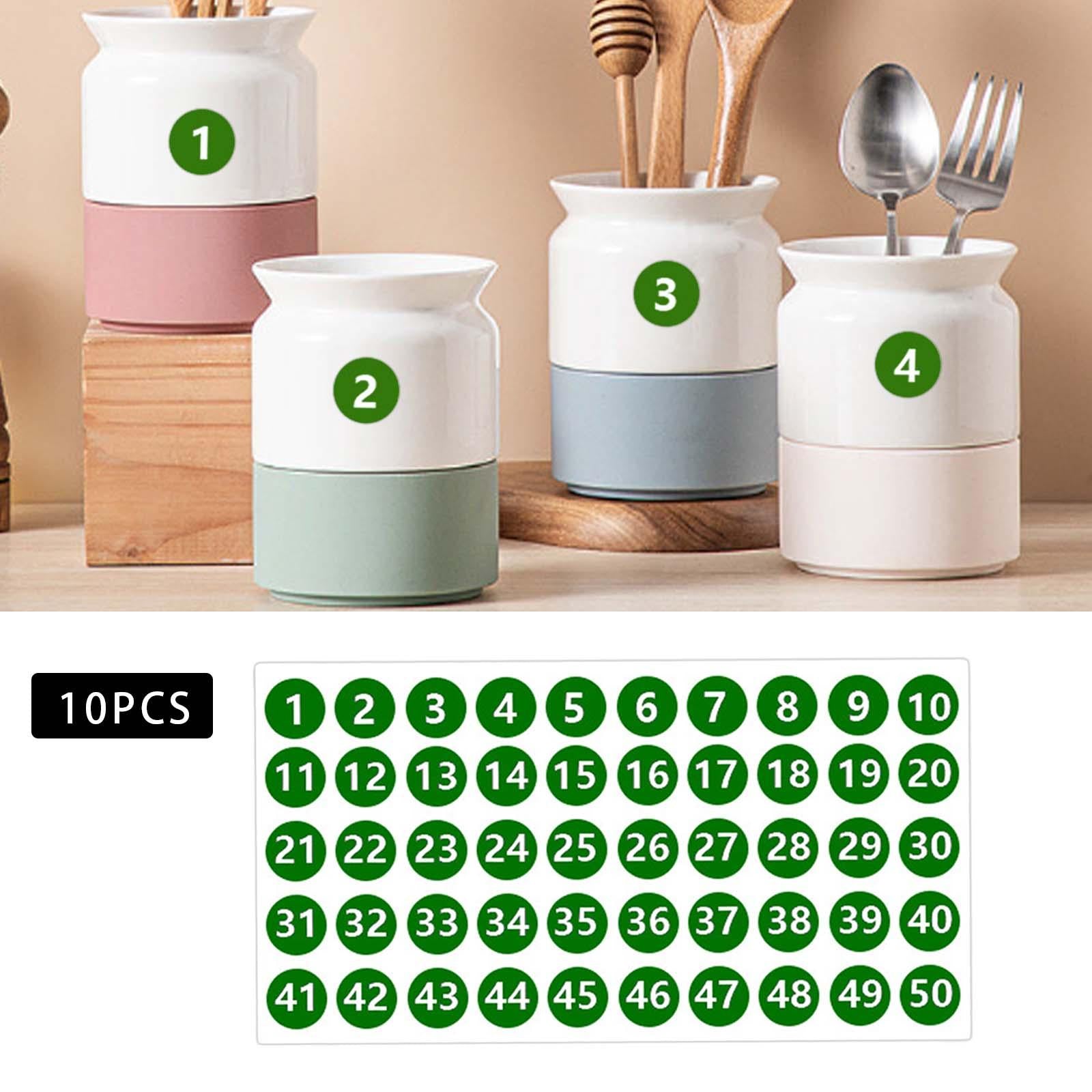 Number Inventory Stickers Round Labels for Letter Sales Bags Food Containers green