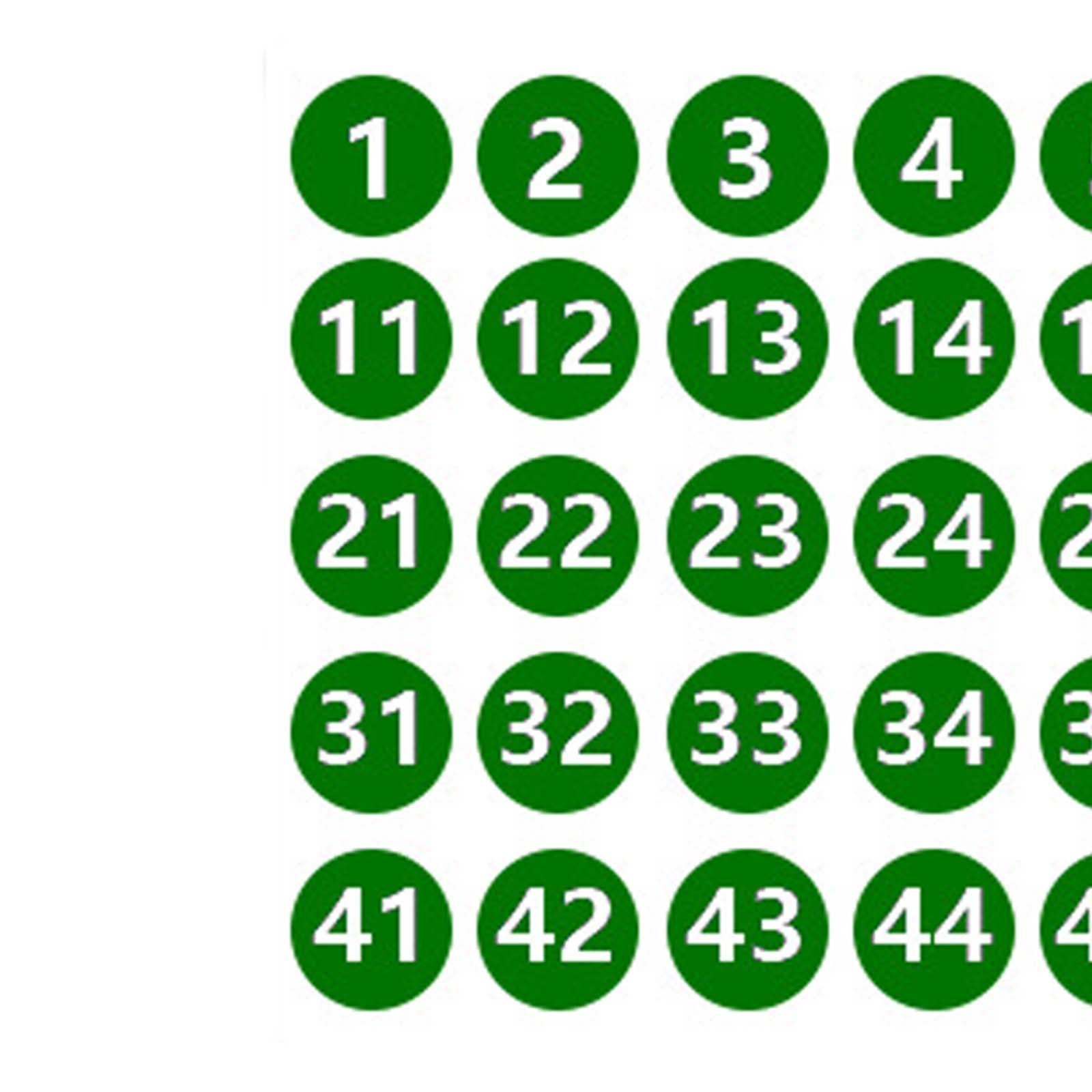 Number Inventory Stickers Round Labels for Letter Sales Bags Food Containers green