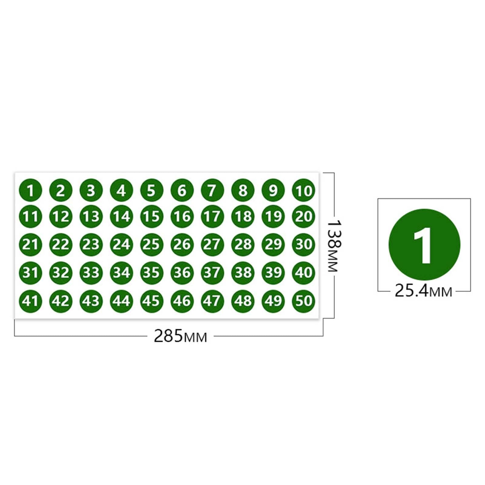 Number Inventory Stickers Round Labels for Letter Sales Bags Food Containers green