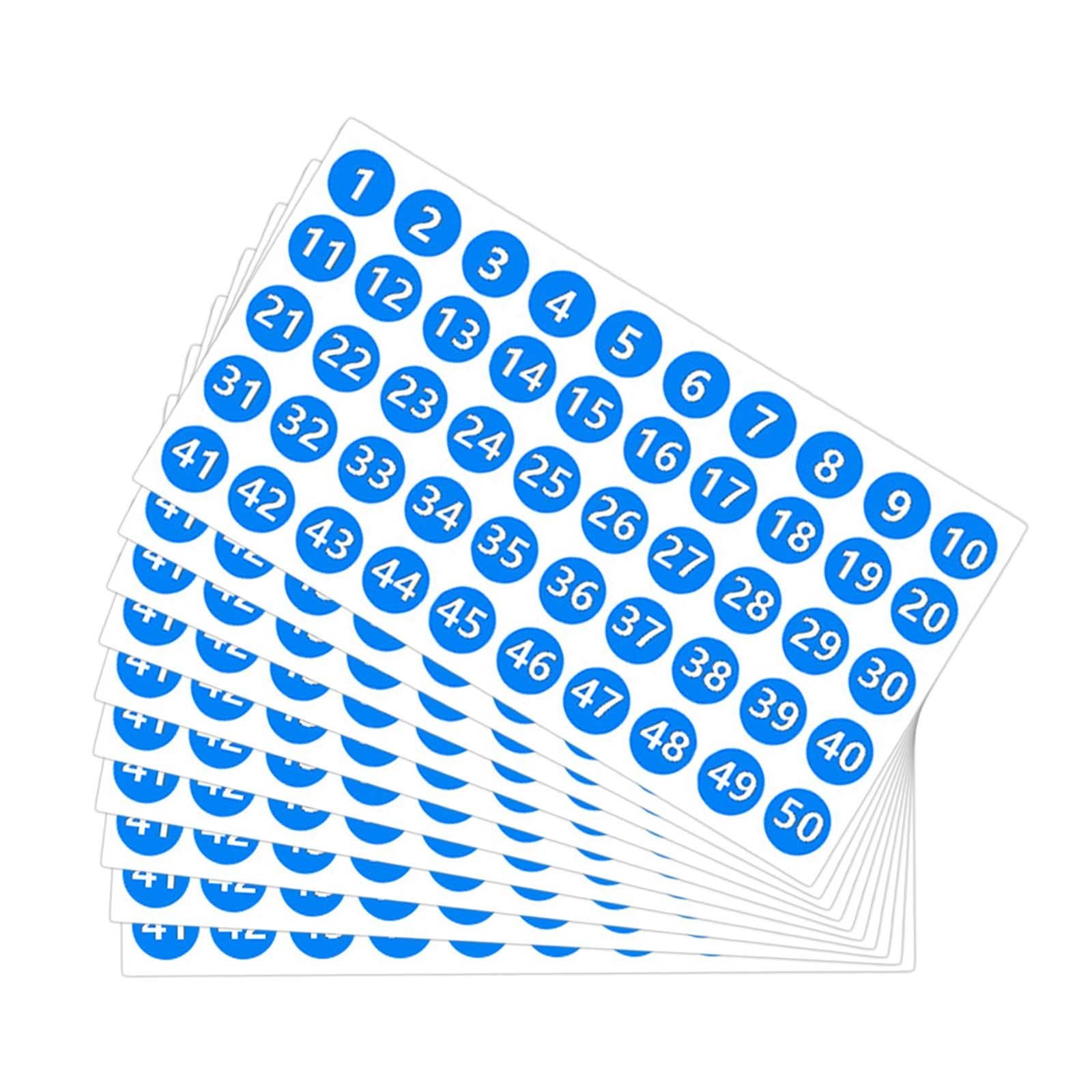 Number Inventory Stickers Round Labels for Letter Sales Bags Food Containers blue