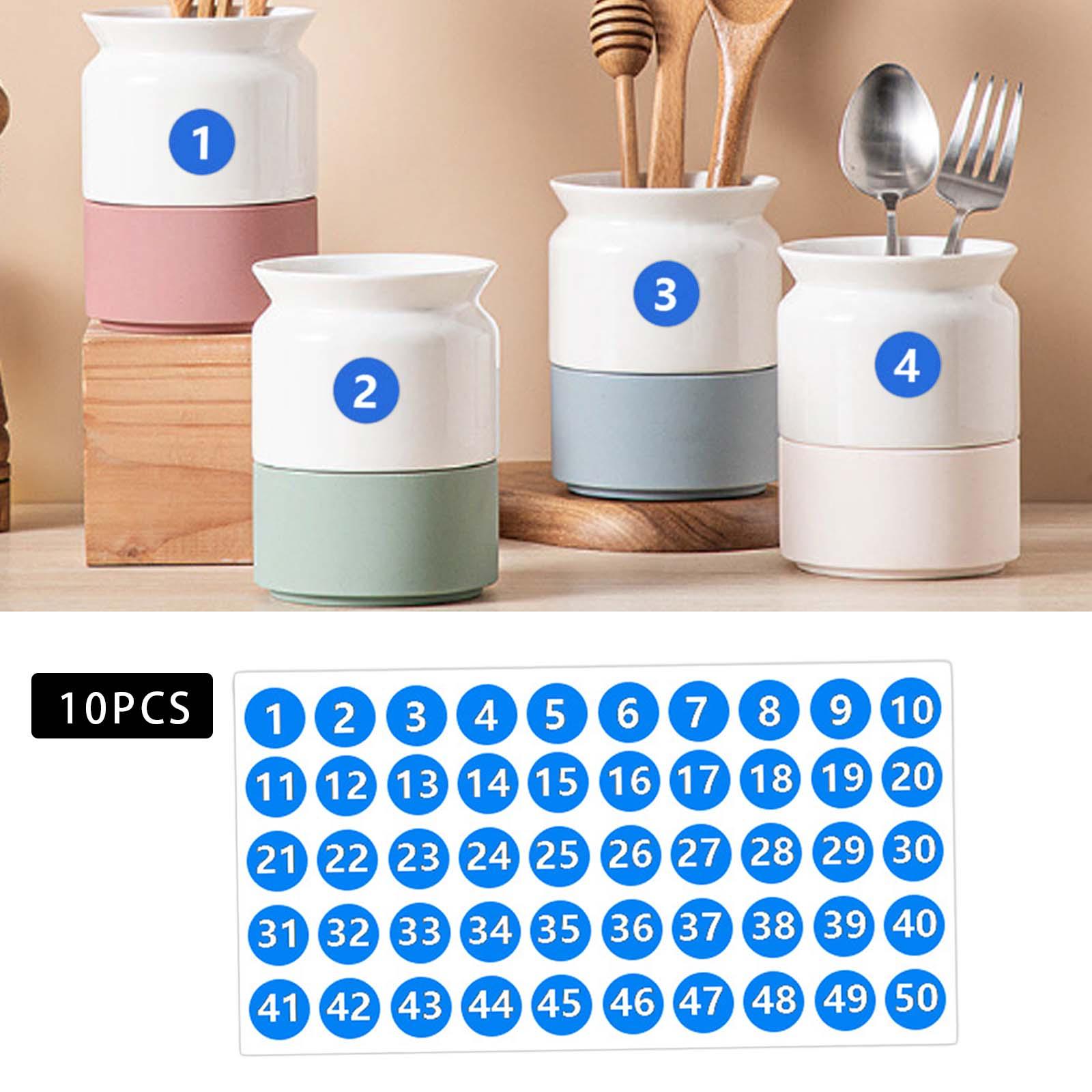 Number Inventory Stickers Round Labels for Letter Sales Bags Food Containers blue