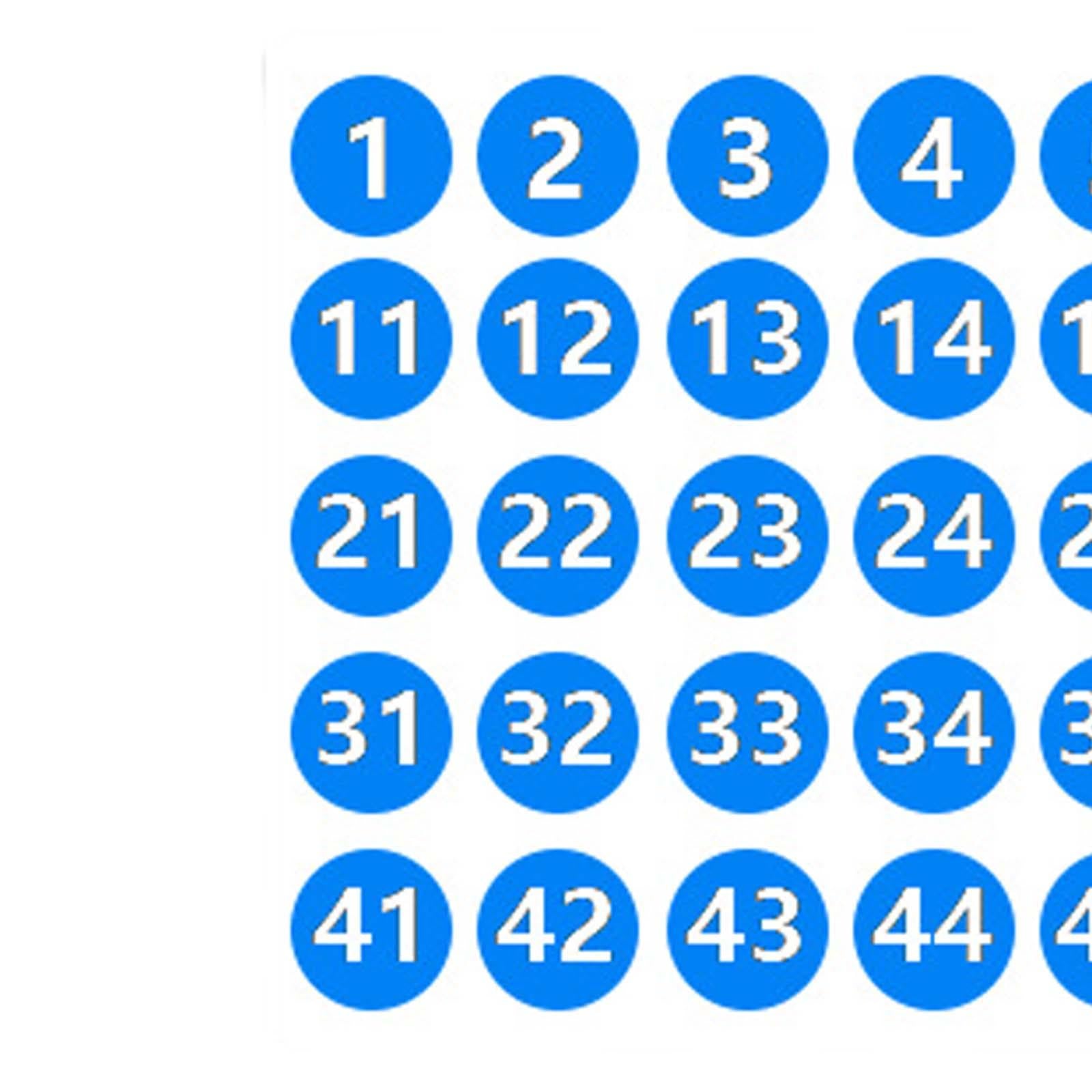 Number Inventory Stickers Round Labels for Letter Sales Bags Food Containers blue