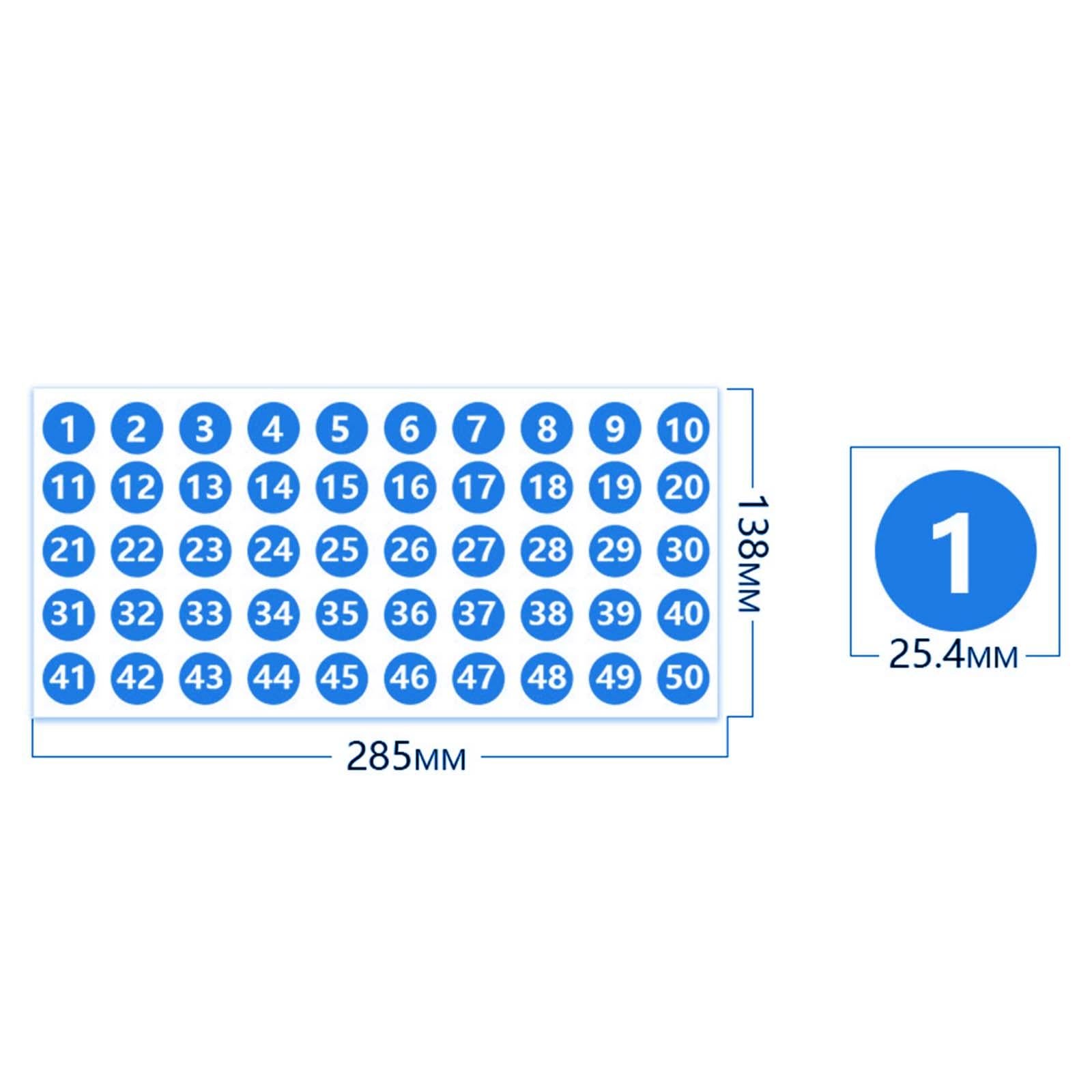 Number Inventory Stickers Round Labels for Letter Sales Bags Food Containers blue