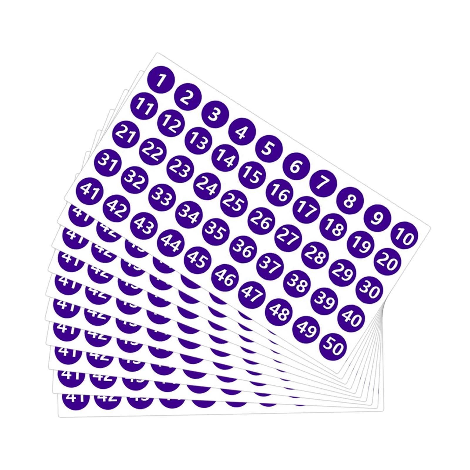 Number Inventory Stickers Round Labels for Letter Sales Bags Food Containers violet