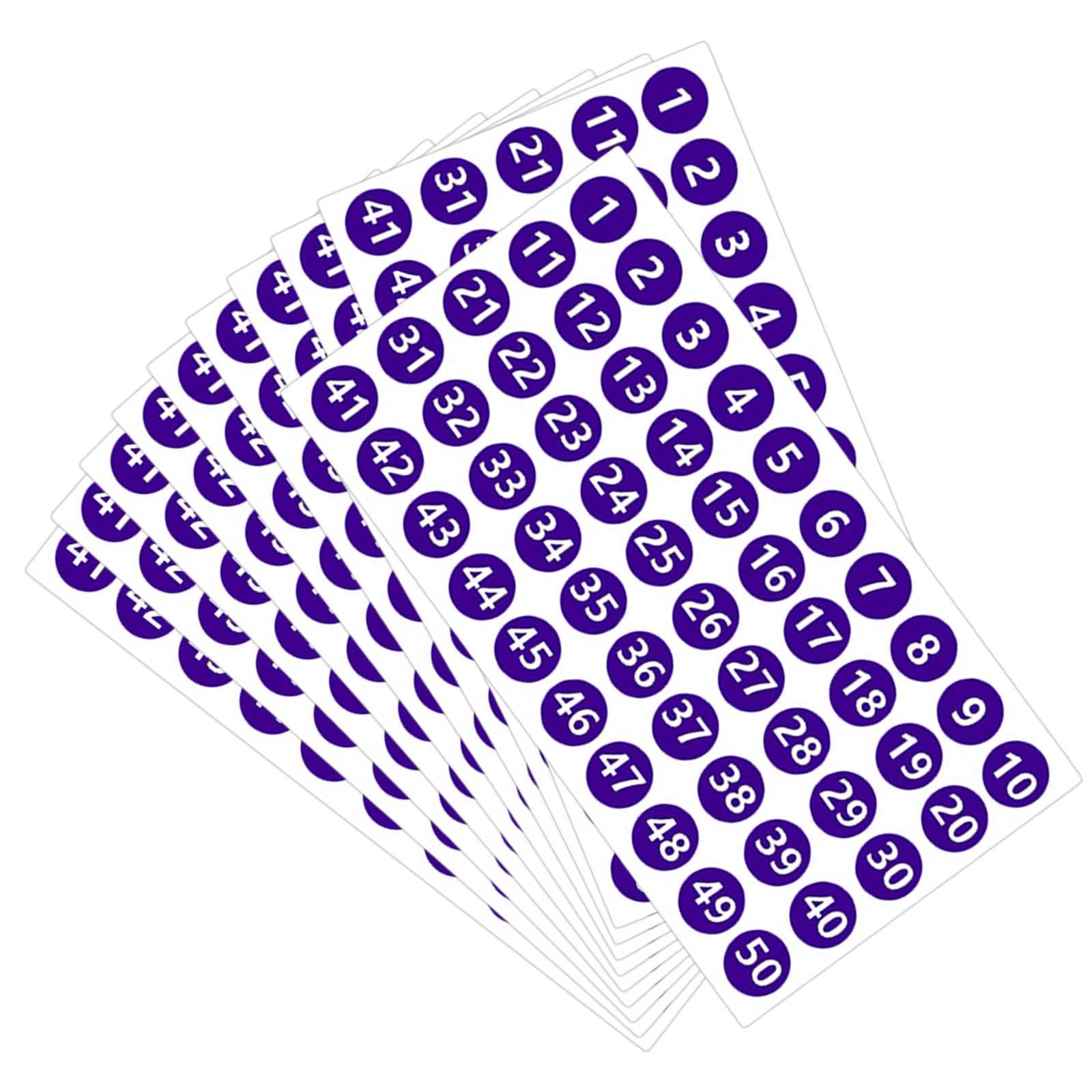 Number Inventory Stickers Round Labels for Letter Sales Bags Food Containers violet