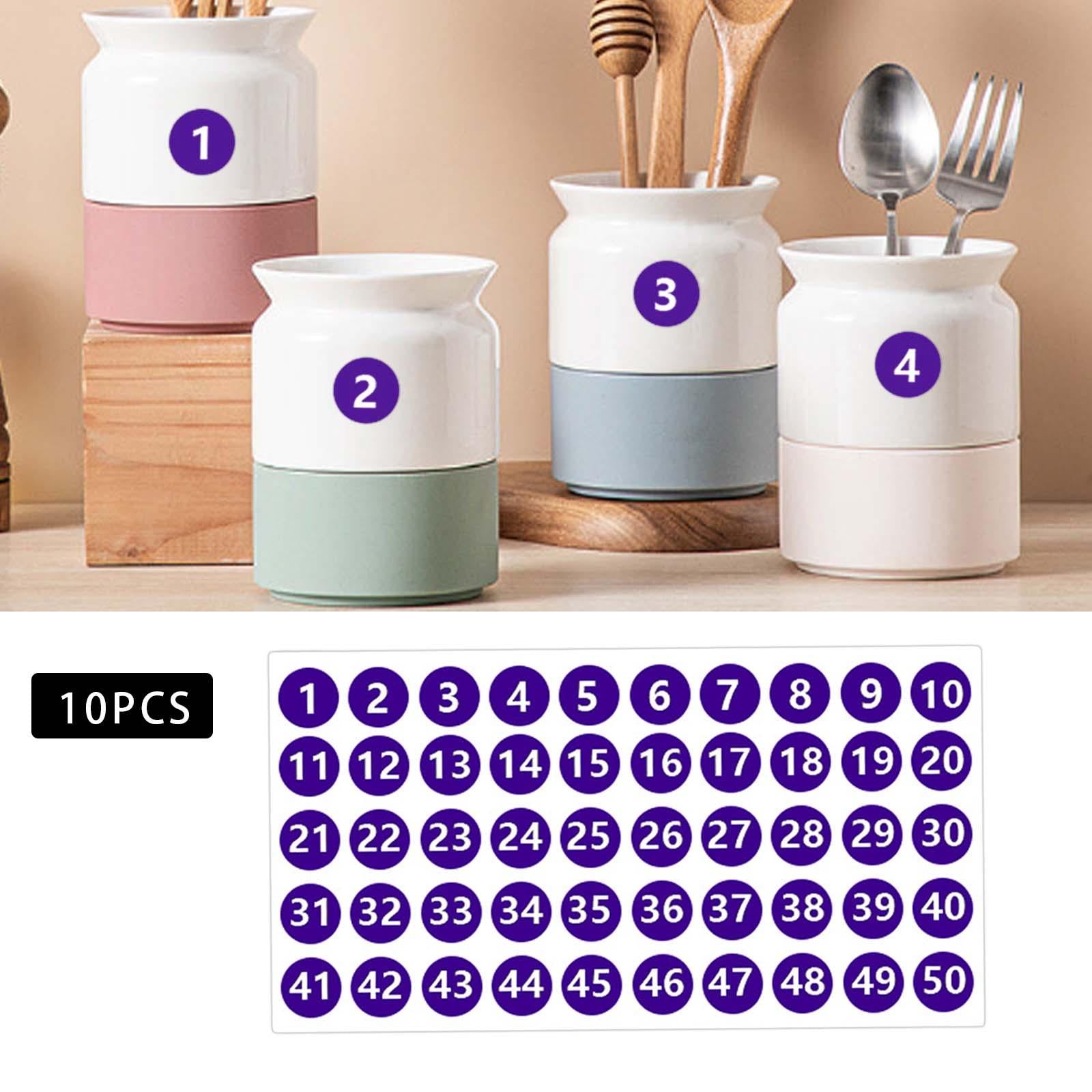 Number Inventory Stickers Round Labels for Letter Sales Bags Food Containers violet