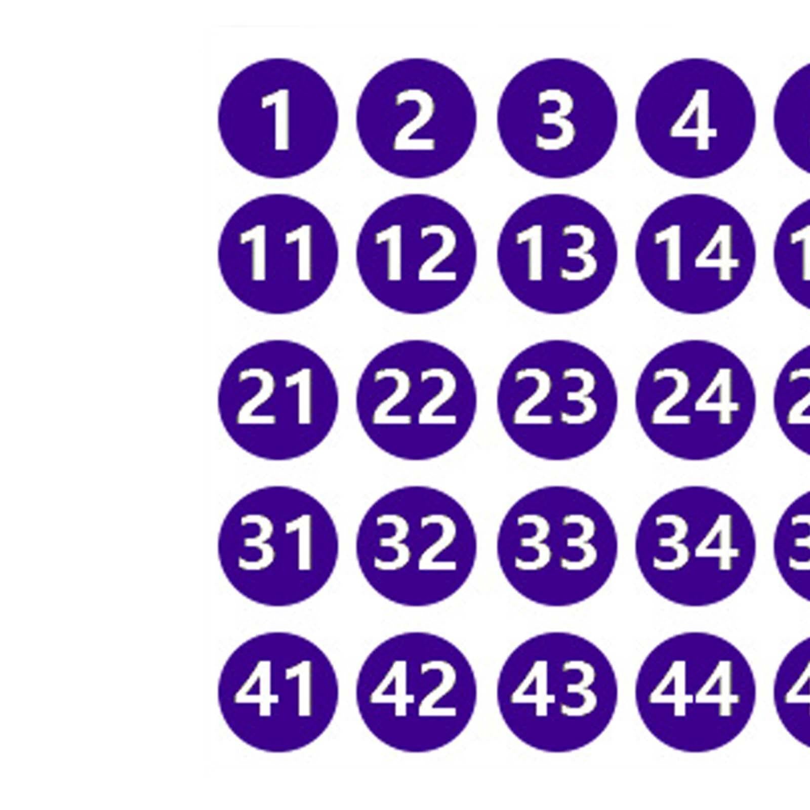 Number Inventory Stickers Round Labels for Letter Sales Bags Food Containers violet