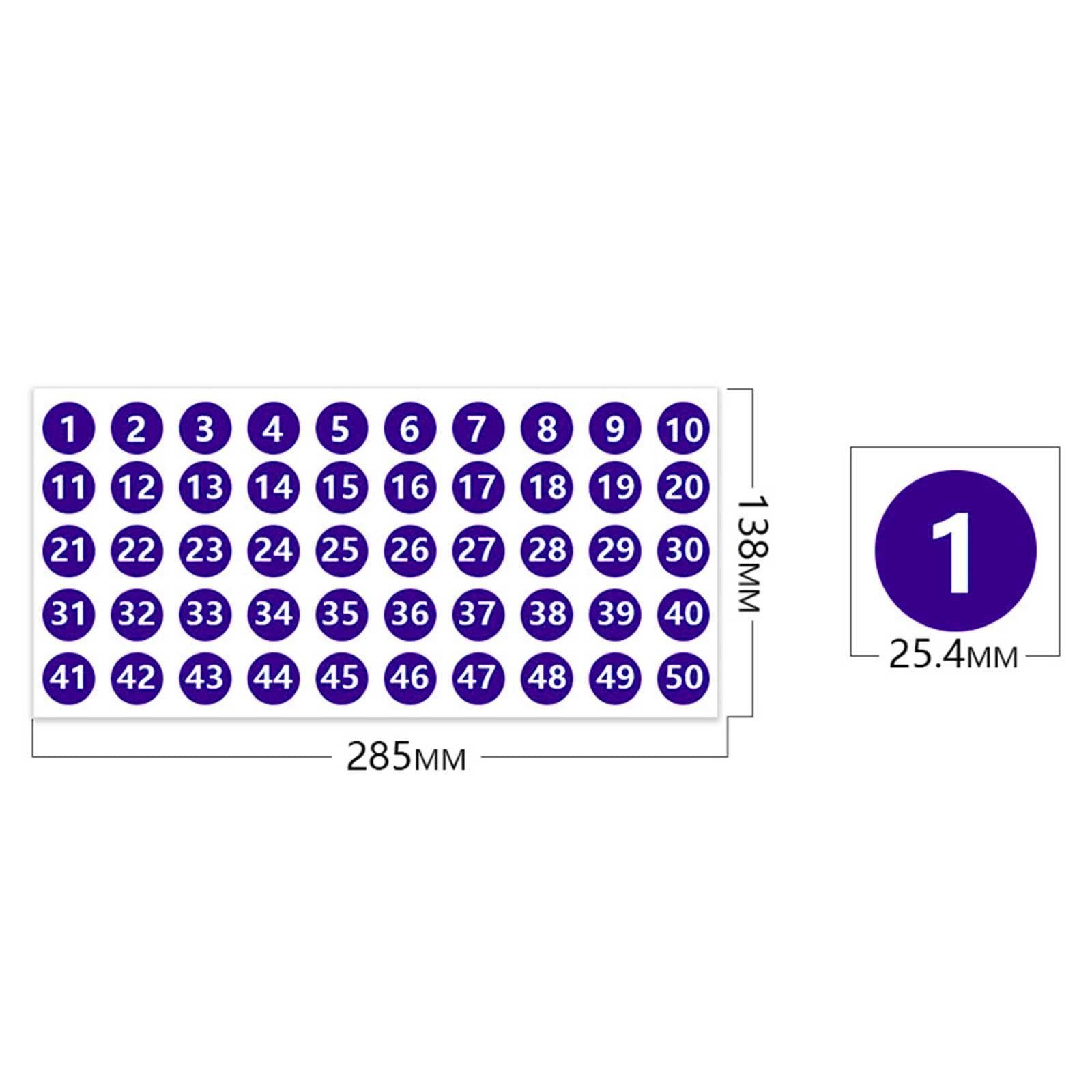 Number Inventory Stickers Round Labels for Letter Sales Bags Food Containers violet