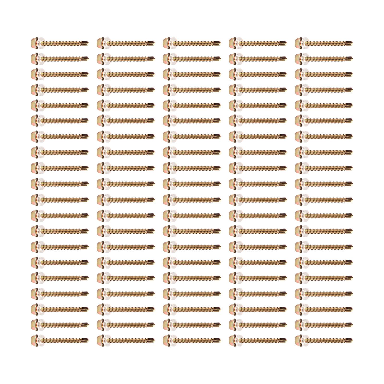 100 Pieces Hex Washer Head Self Drilling Screws Assembly Self Tapping Screws 5.5x50mm