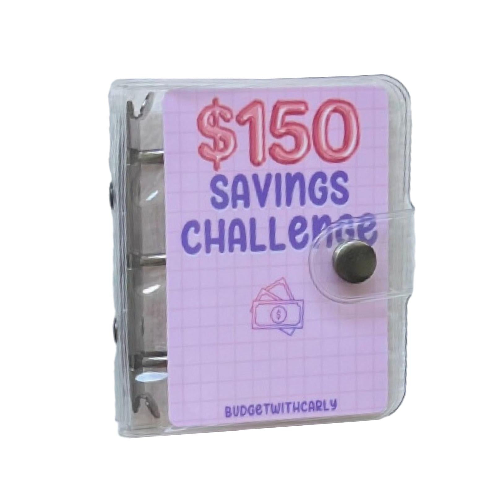 Clear Round Ring Binder Budgeting Planner 10x9cm Durable with Cash Envelopes 150