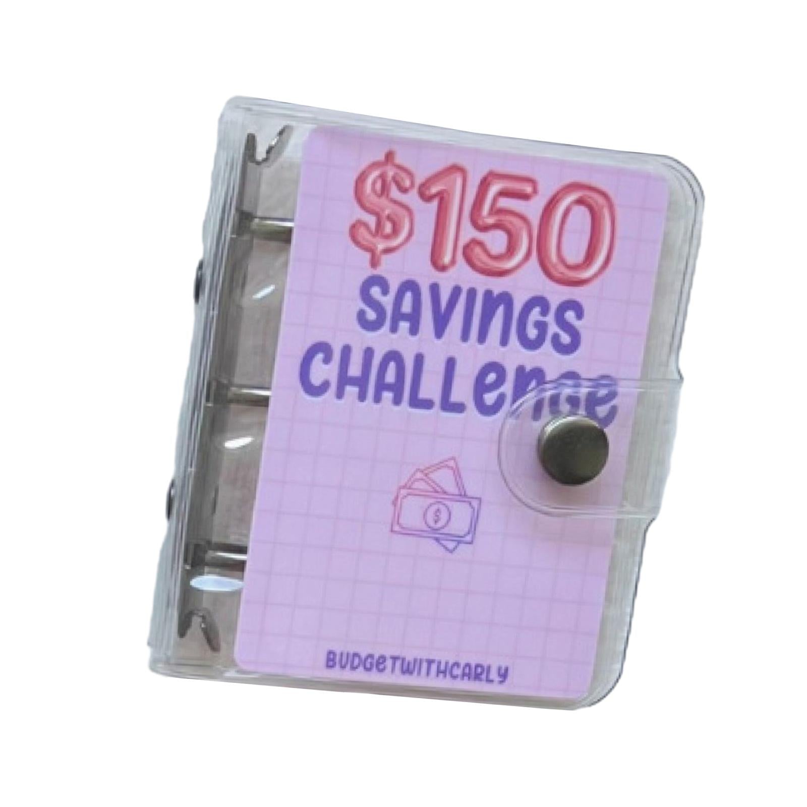 Clear Round Ring Binder Budgeting Planner 10x9cm Durable with Cash Envelopes 150
