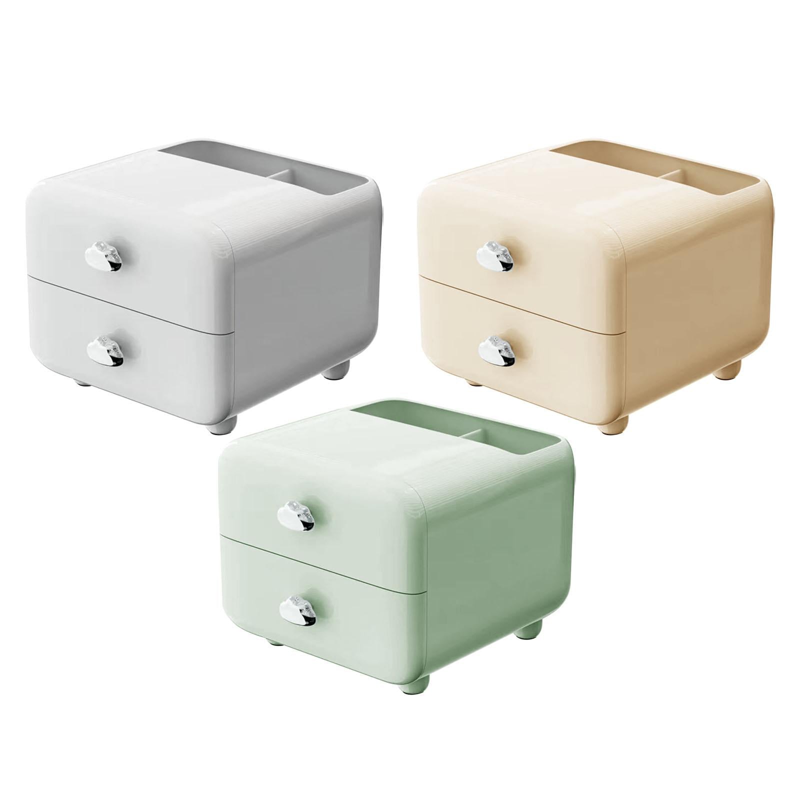 Pen Holder with 2 Drawer Desk Stationery Box for Desktop Office Supplies White