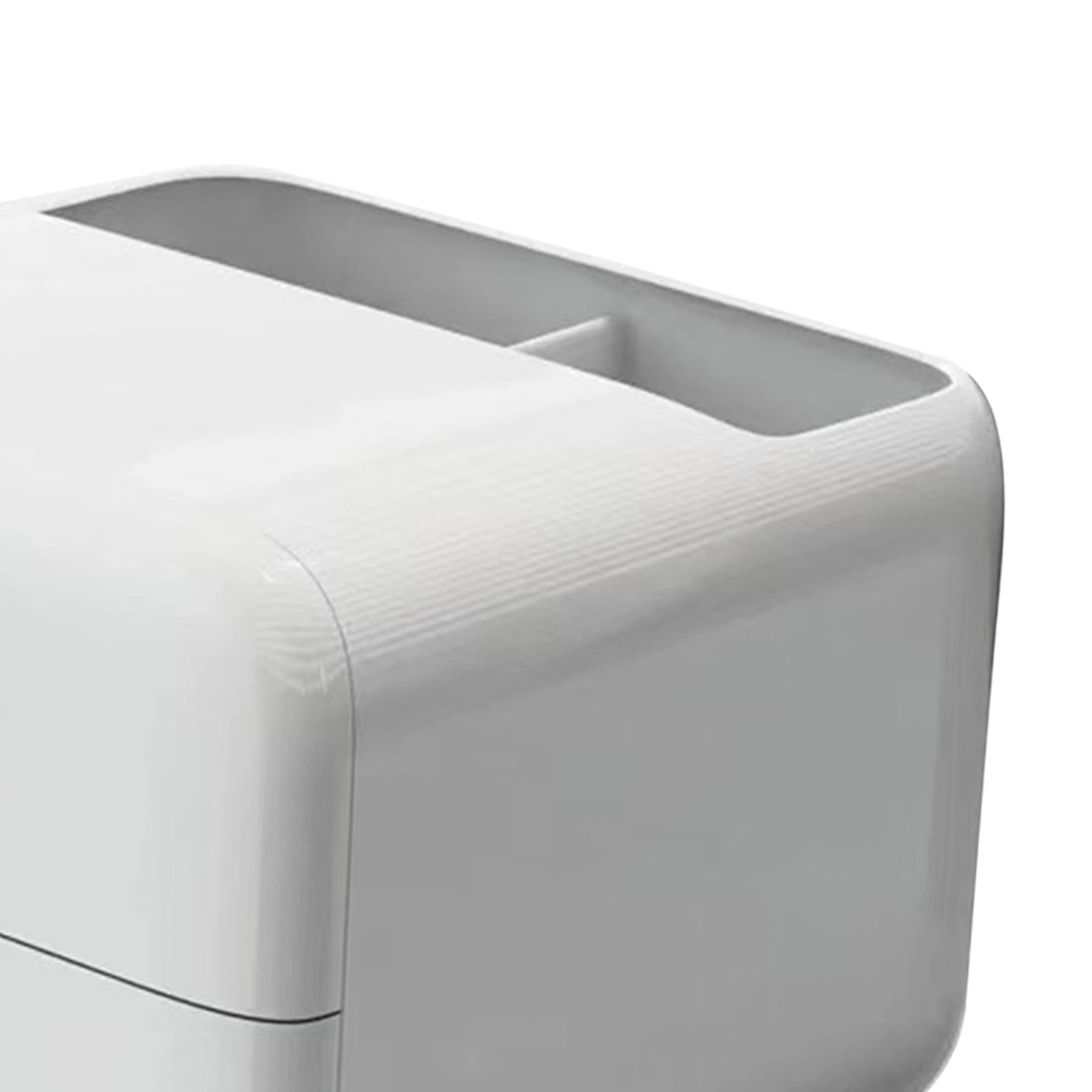 Pen Holder with 2 Drawer Desk Stationery Box for Desktop Office Supplies White