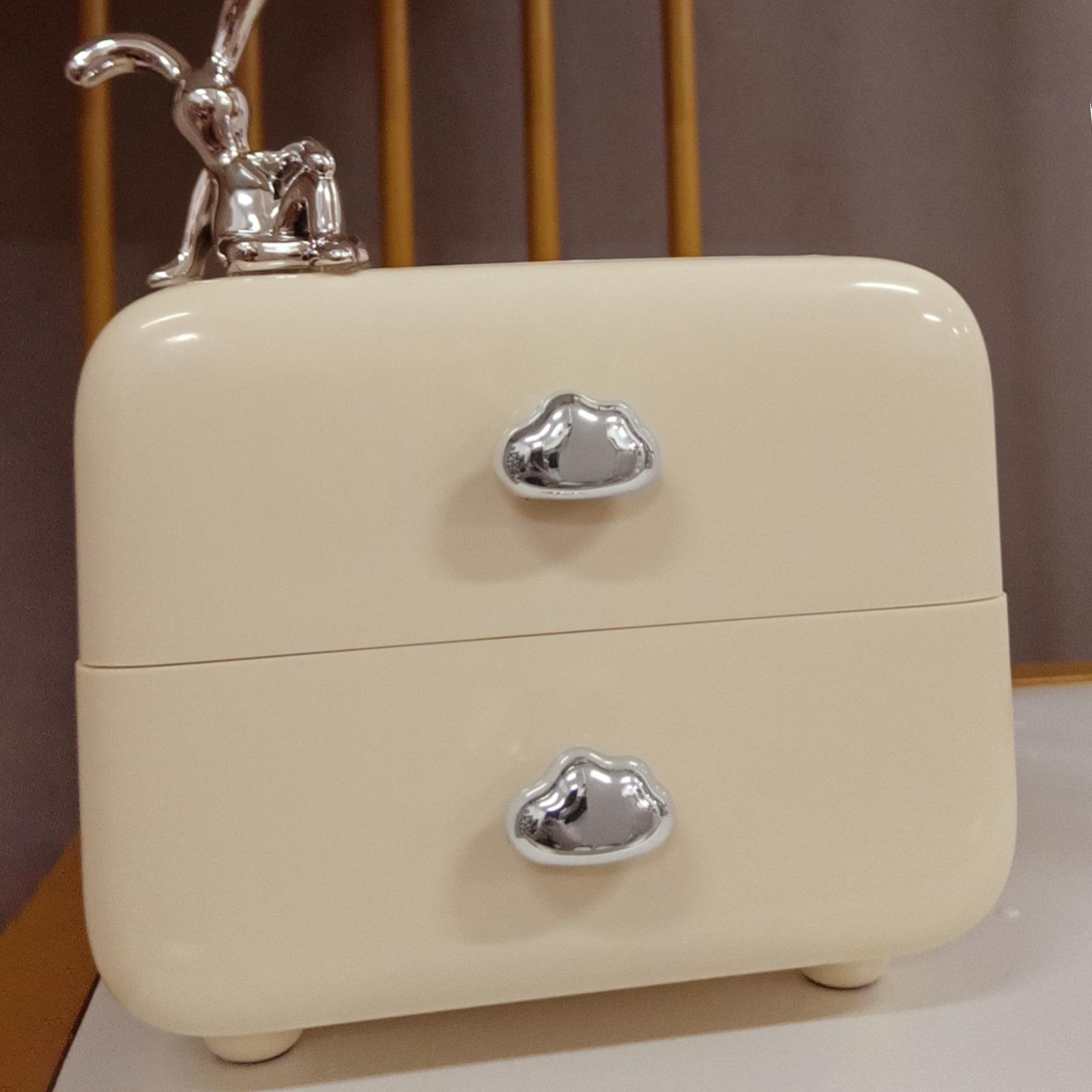 Pen Holder with 2 Drawer Desk Stationery Box for Desktop Office Supplies Yellow