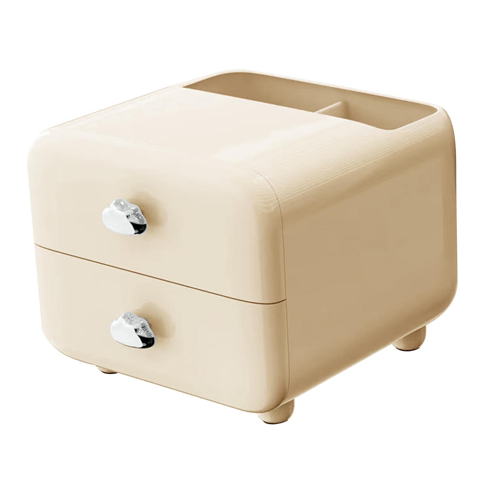 Pen Holder with 2 Drawer Desk Stationery Box for Desktop Office Supplies Yellow