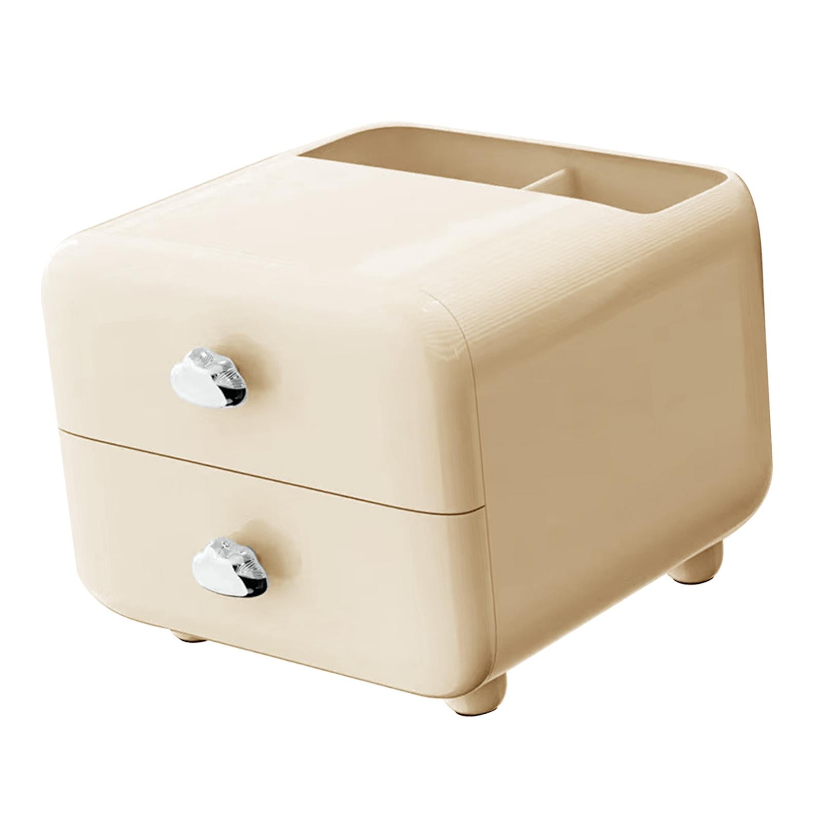 Pen Holder with 2 Drawer Desk Stationery Box for Desktop Office Supplies Yellow