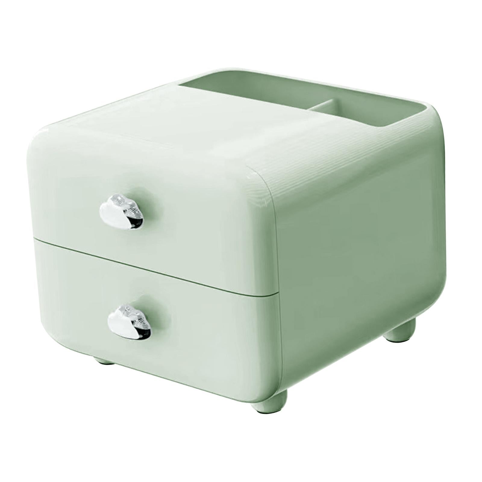 Pen Holder with 2 Drawer Desk Stationery Box for Desktop Office Supplies Green