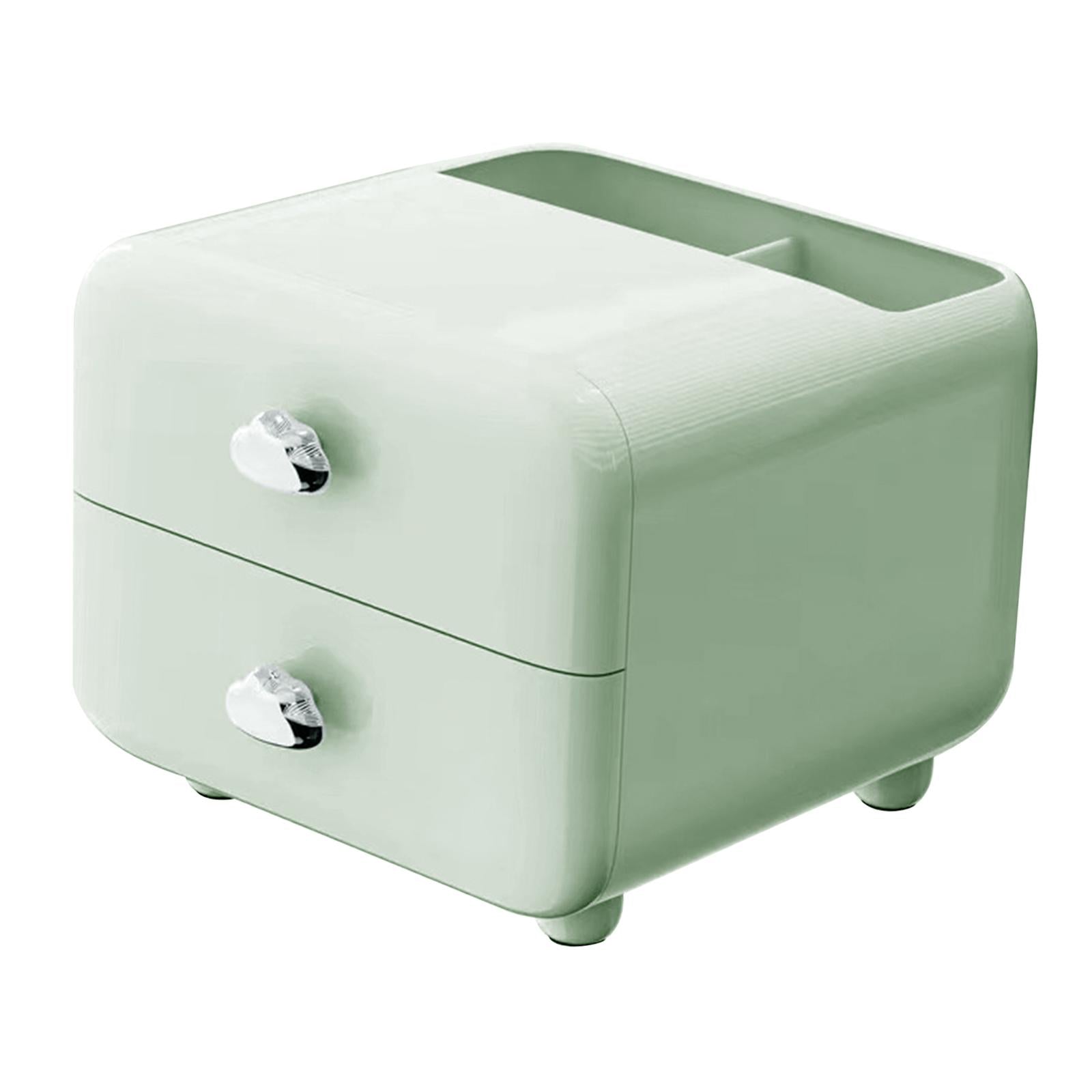 Pen Holder with 2 Drawer Desk Stationery Box for Desktop Office Supplies Green