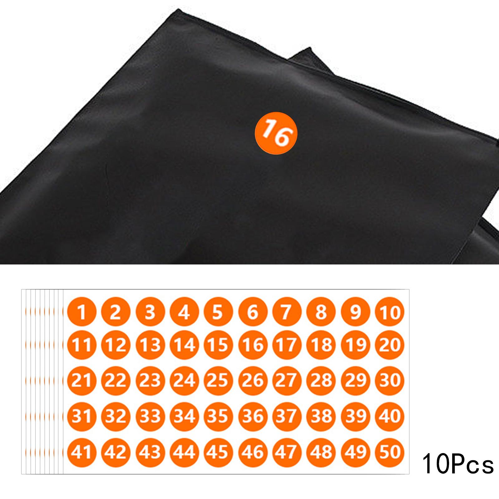 Number Stickers Round Orange Labels for DIY Crafts Classification Sales Bags