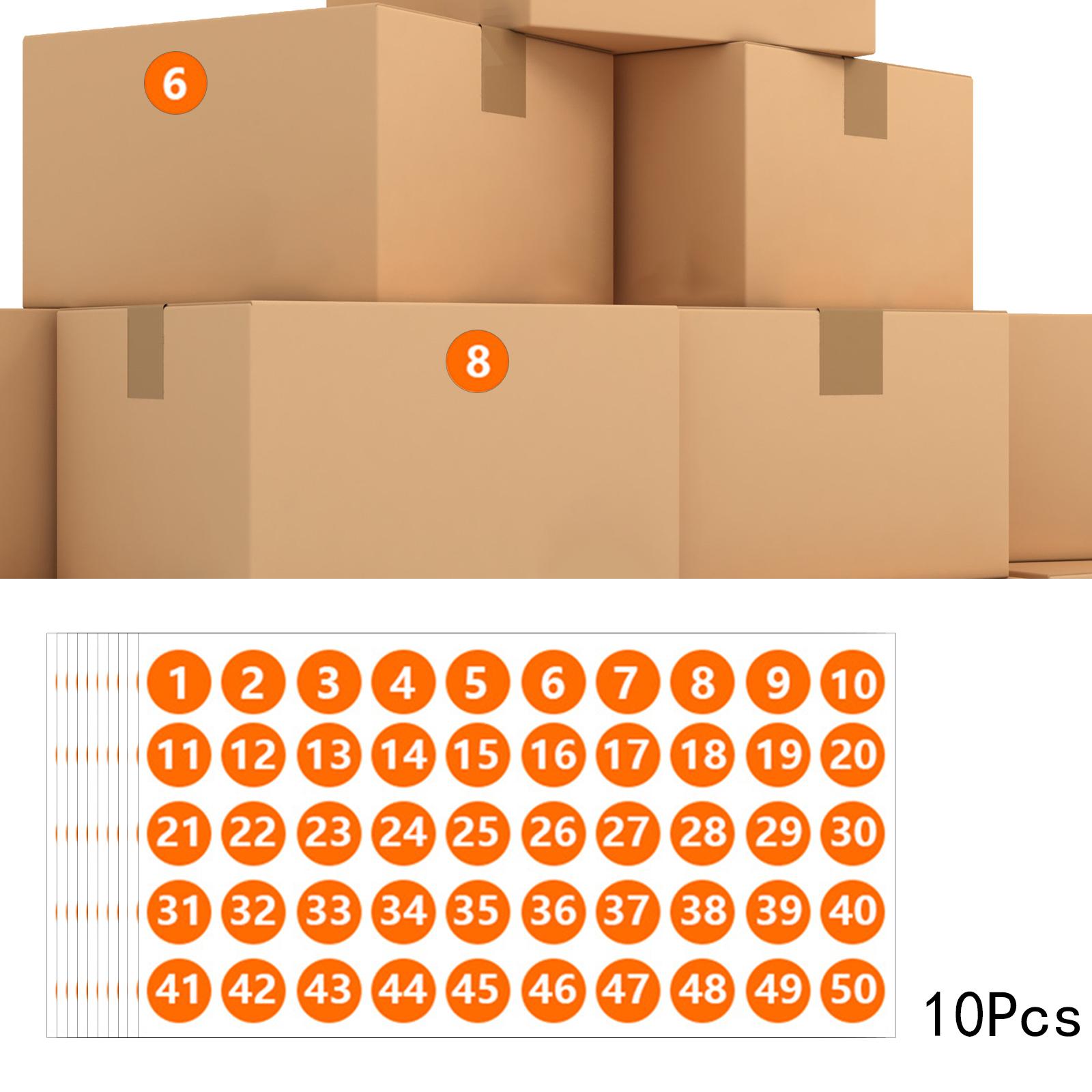 Number Stickers Round Orange Labels for DIY Crafts Classification Sales Bags