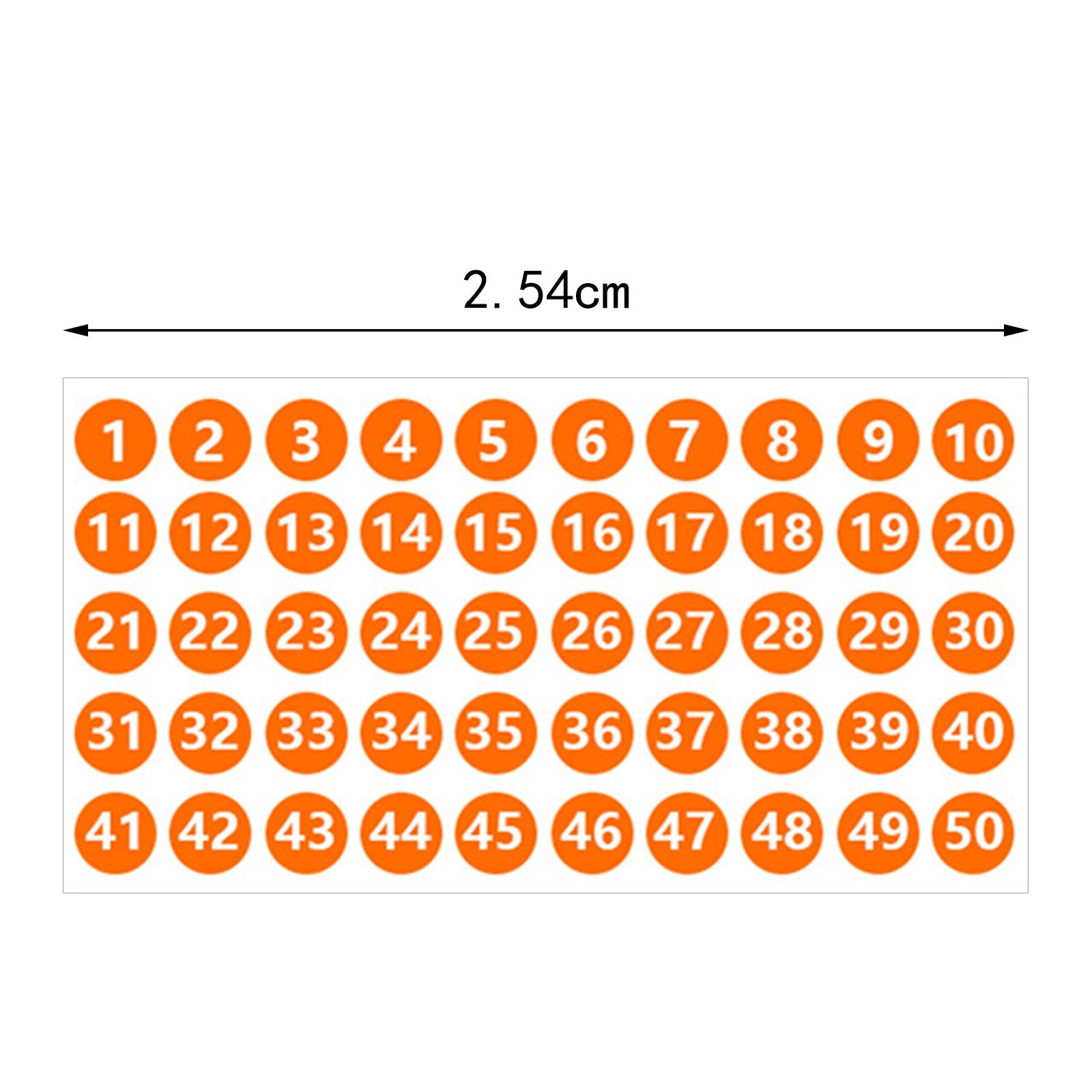 Number Stickers Round Orange Labels for DIY Crafts Classification Sales Bags