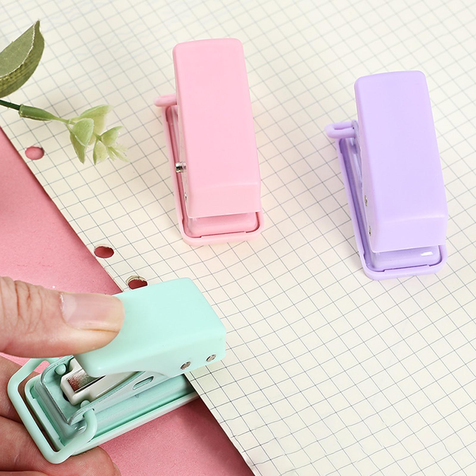 3xMini Single Hole Puncher Punch Handheld for Paper Handcraft Clipboard Sturdy Purple