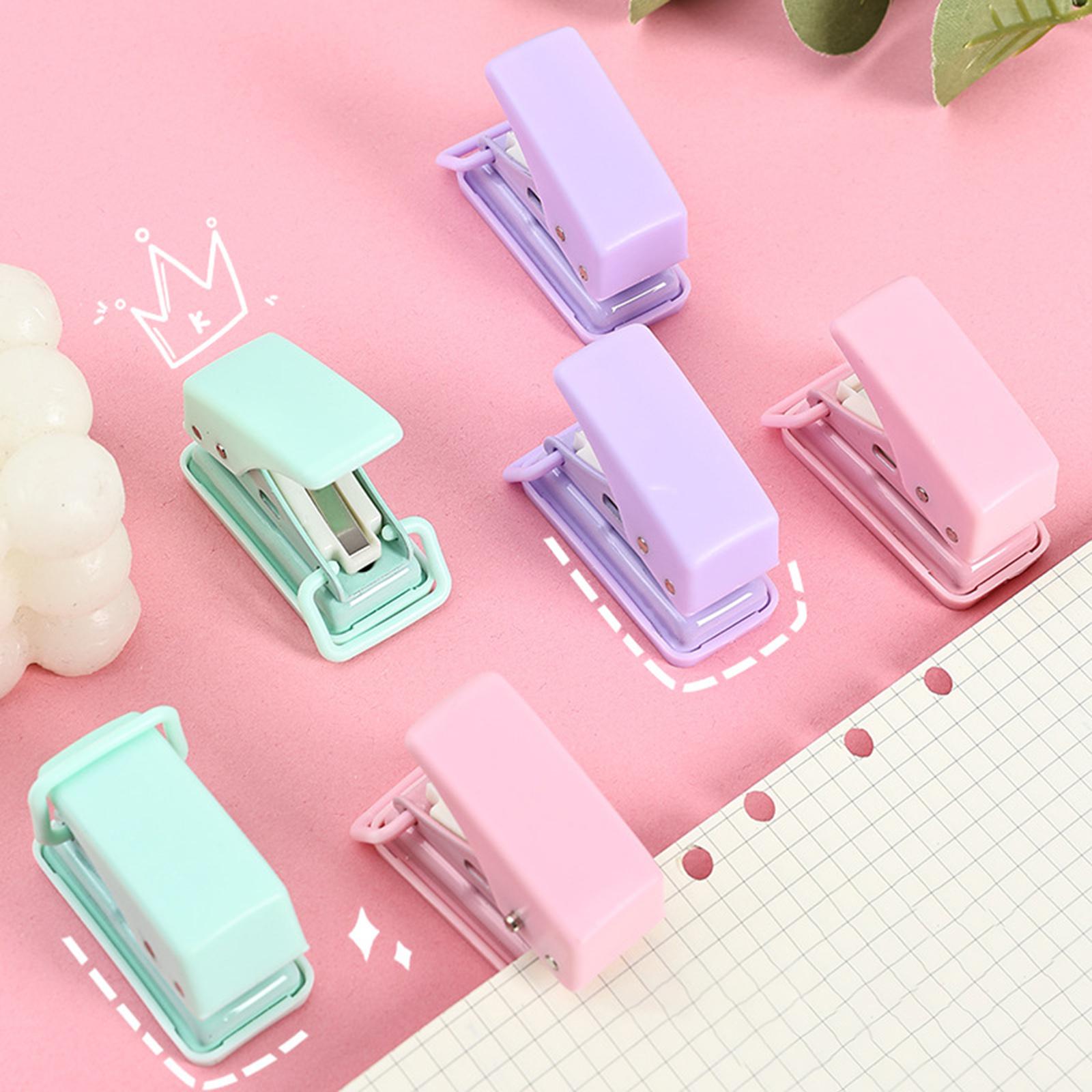 2xMini Single Hole Puncher Punch Handheld for Paper Handcraft Clipboard Sturdy Purple