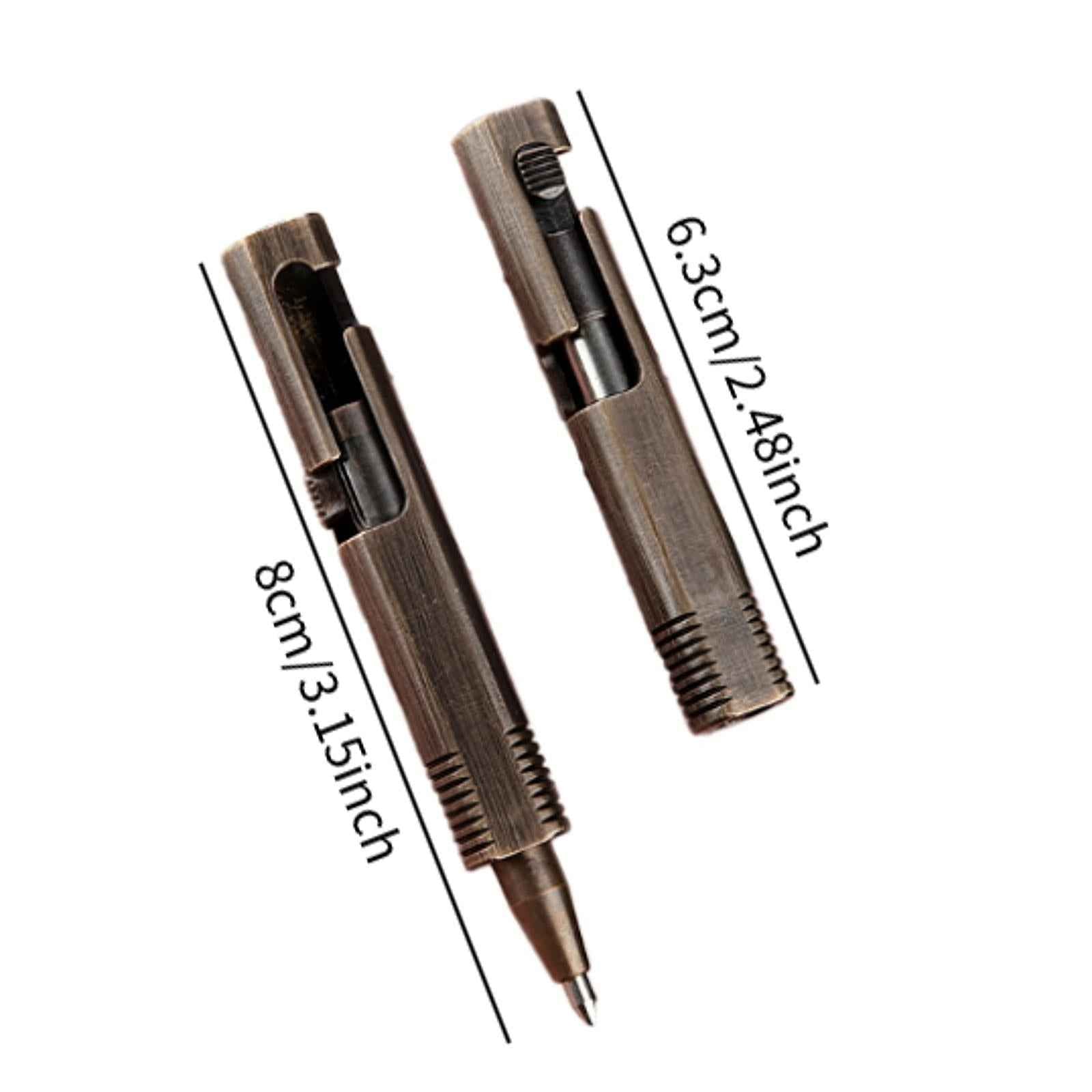 Brass Compact Pocket Pen Traveling Smooth to Write Retractable Black Ink Pen Black