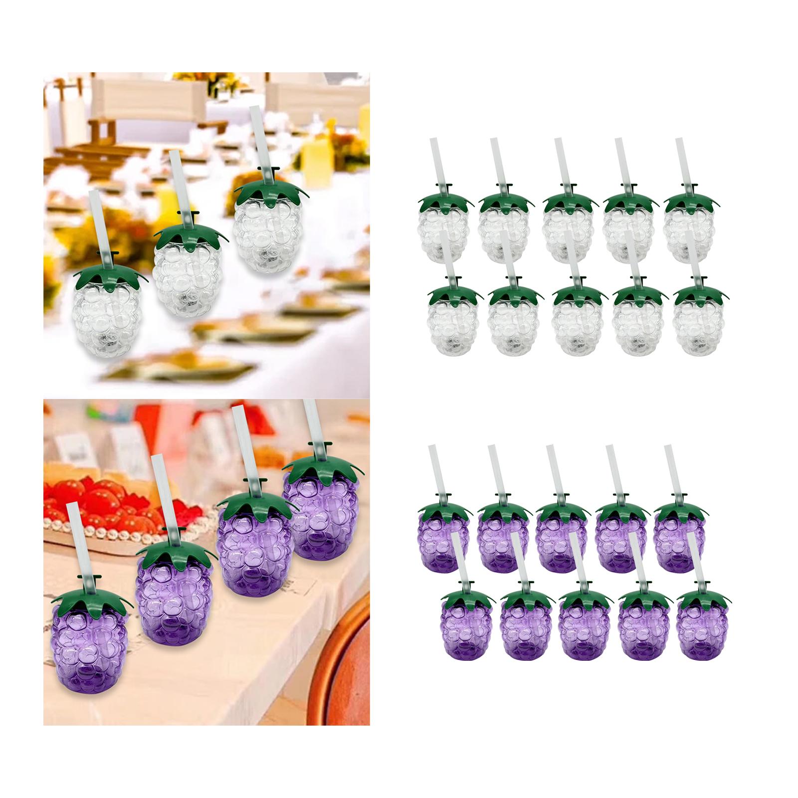 10x Grape Cups Water Milk Ice Coffee Cute Cold Resistant 500ml User Friendly Transparent