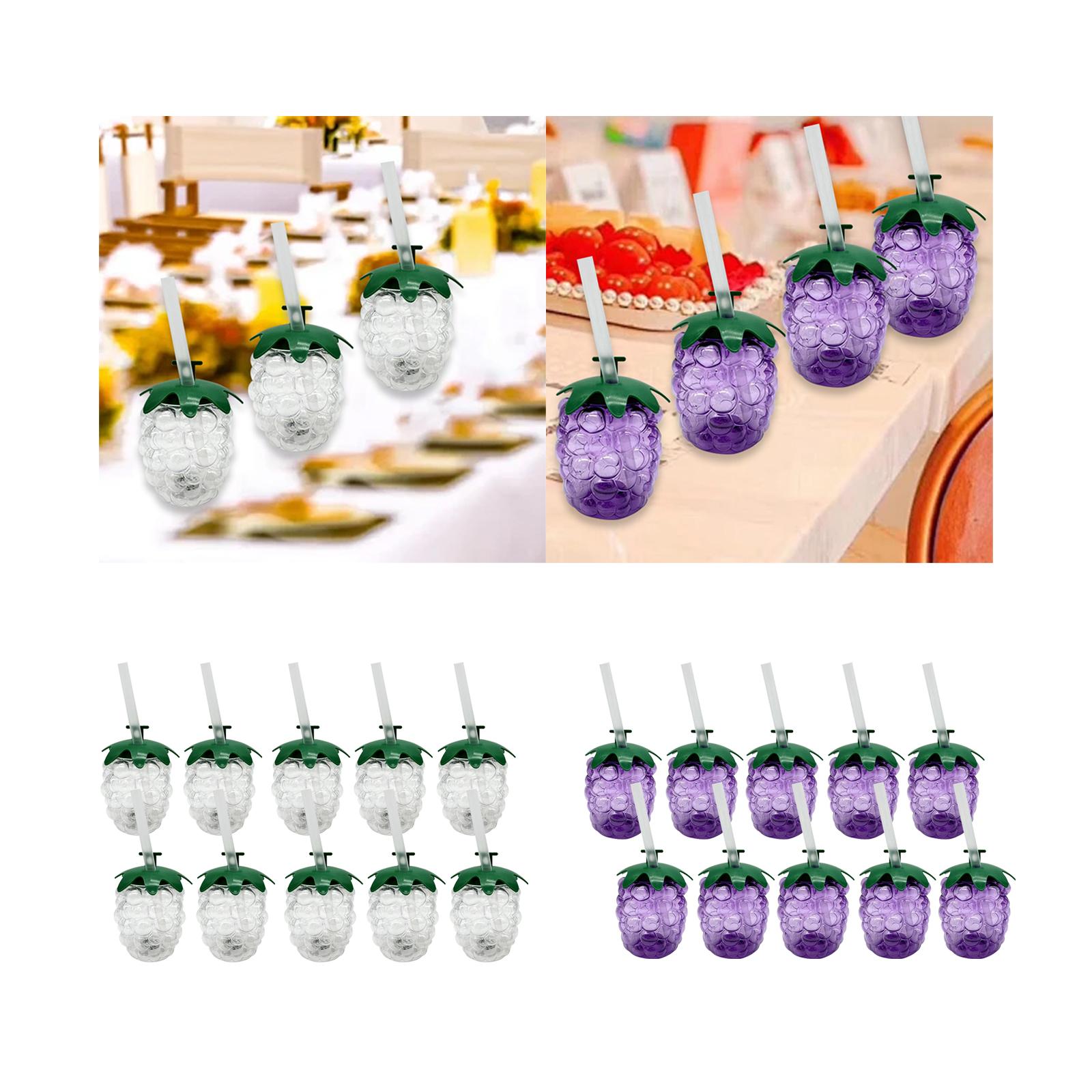 10x Grape Cups Water Milk Ice Coffee Cute Cold Resistant 500ml User Friendly Transparent