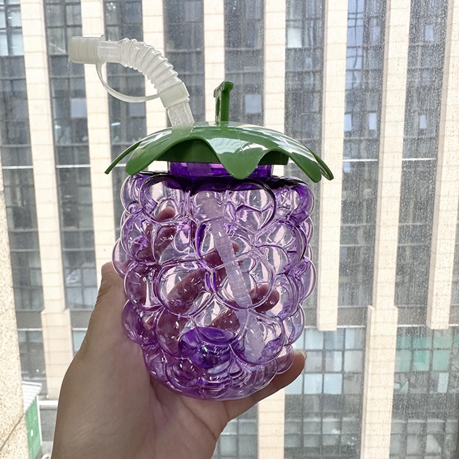 10x Grape Cups Water Milk Ice Coffee Cute Cold Resistant 500ml User Friendly Purple