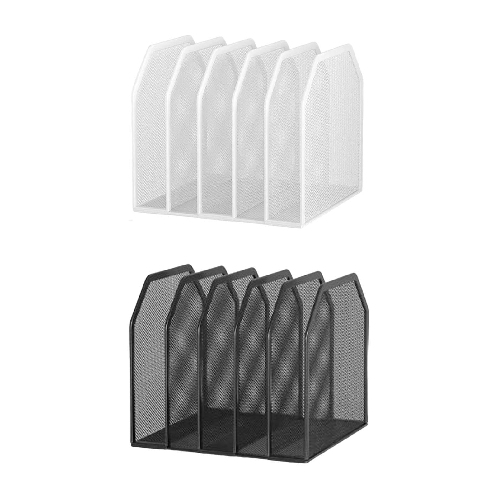 Desk File Organizer Metal Stand Storage Rack for School Office Supplies Home White