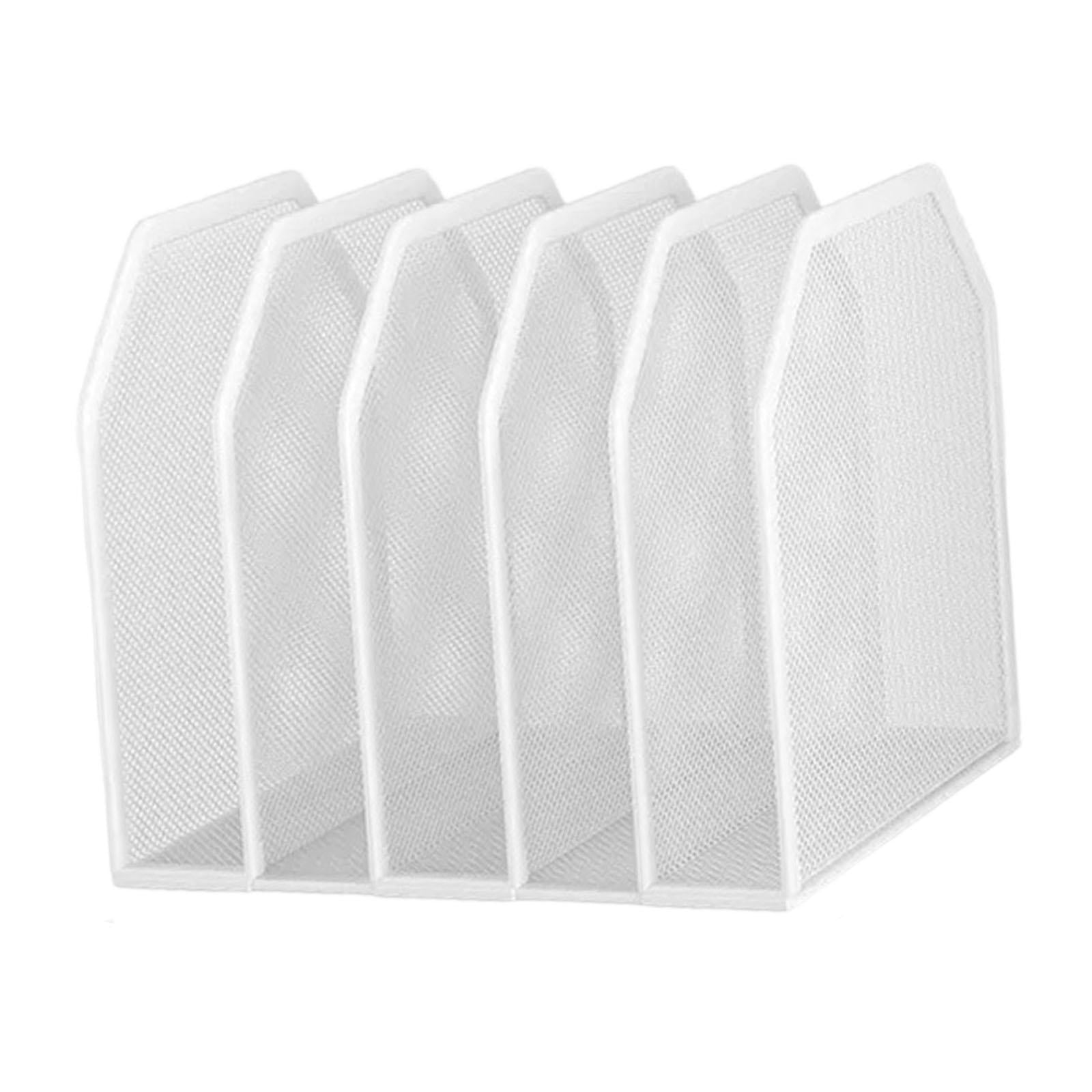 Desk File Organizer Metal Stand Storage Rack for School Office Supplies Home White